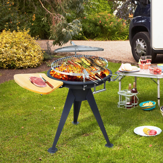 Outsunny Charcoal BBQ Double Grill - Black - ALL4U RETAILER LTD