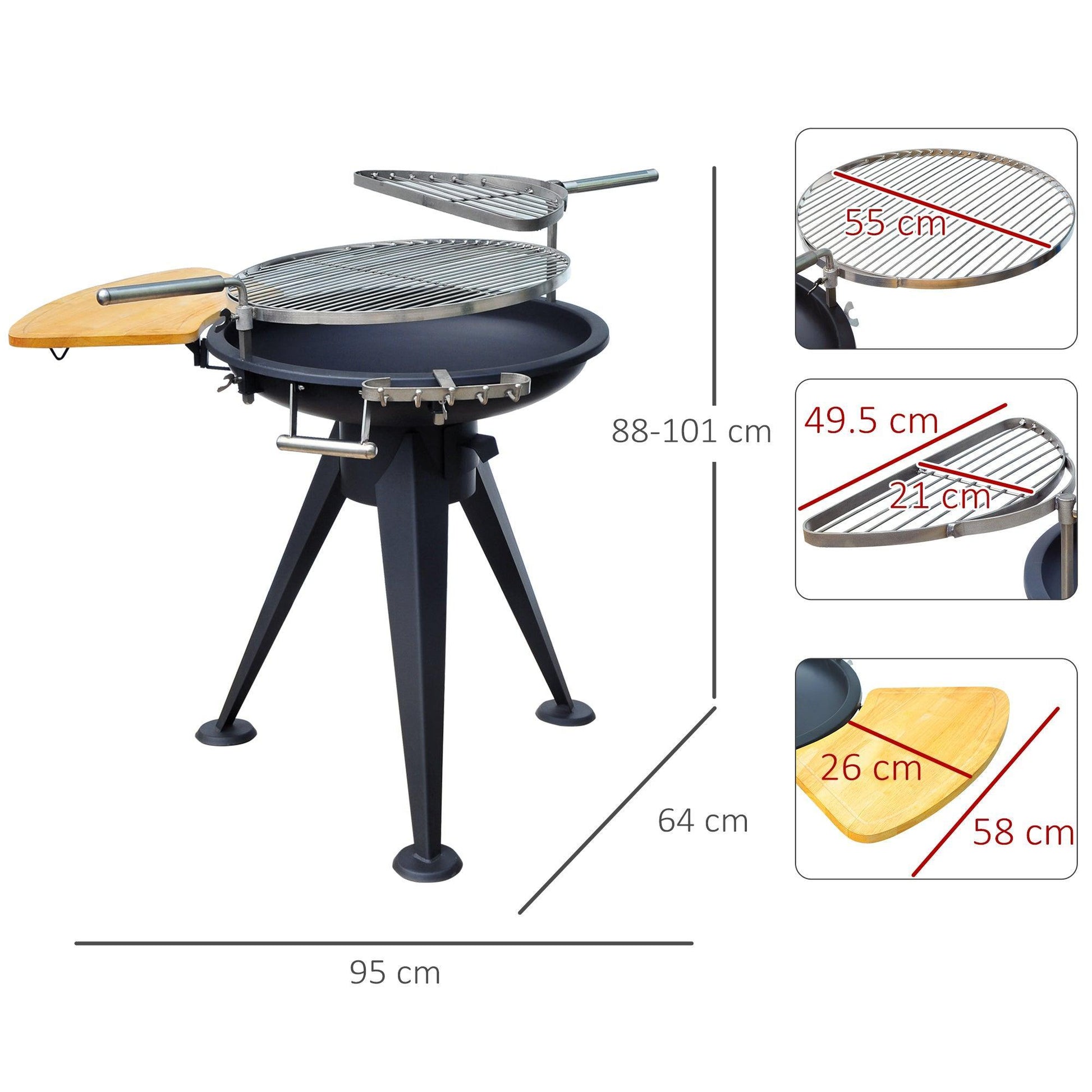 Outsunny Charcoal BBQ Double Grill - Black - ALL4U RETAILER LTD