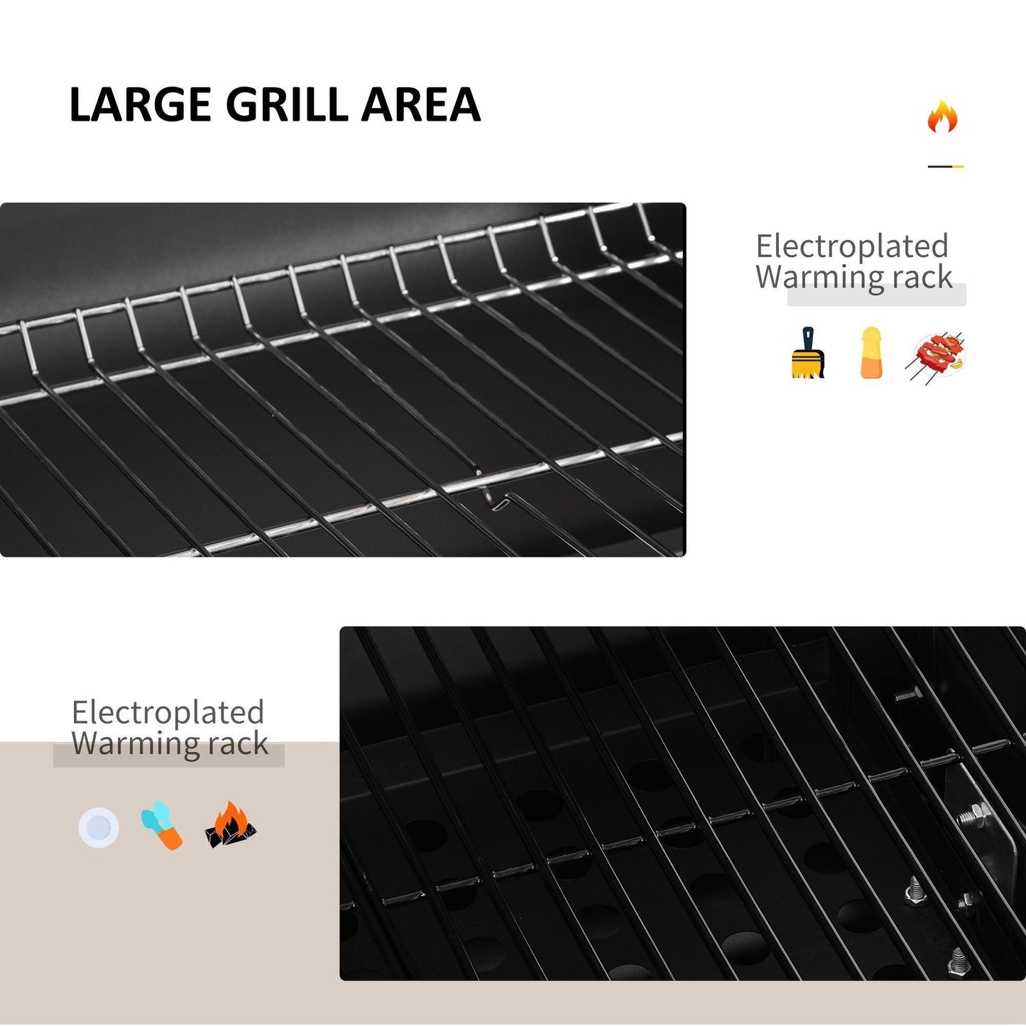 Outsunny Charcoal BBQ Grill with Wheels and Thermometer - ALL4U RETAILER LTD