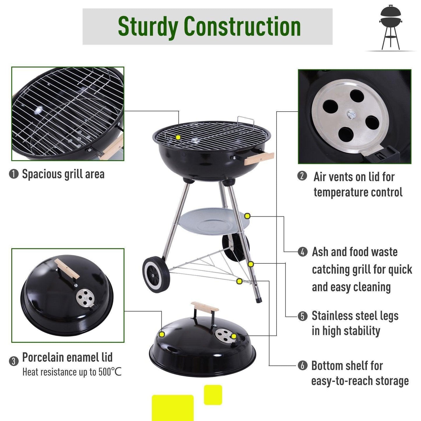 Outsunny Charcoal Grill - Portable Outdoor BBQ - ALL4U RETAILER LTD