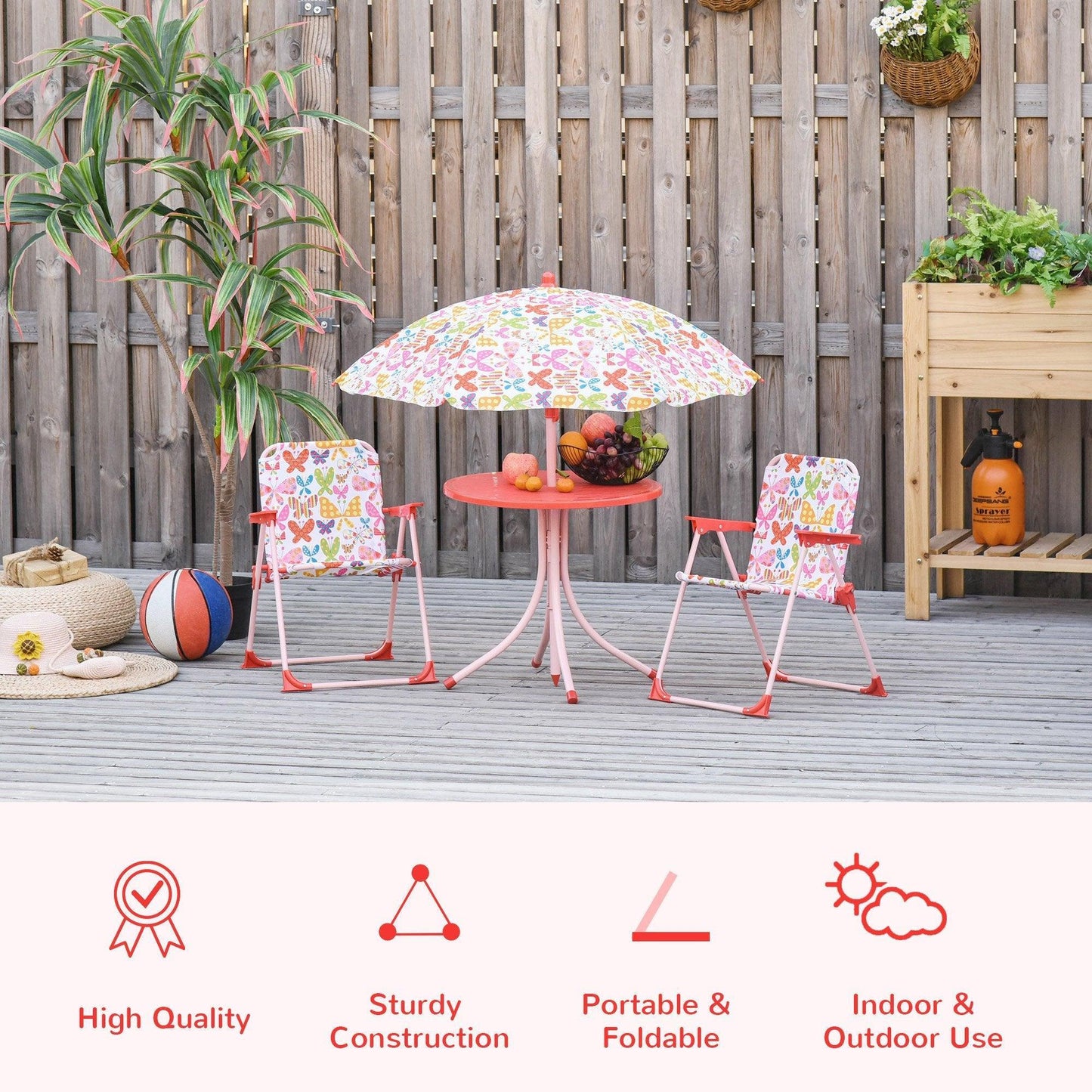 Outsunny Children's Picnic Table Set - Colorful & Foldable - ALL4U RETAILER LTD