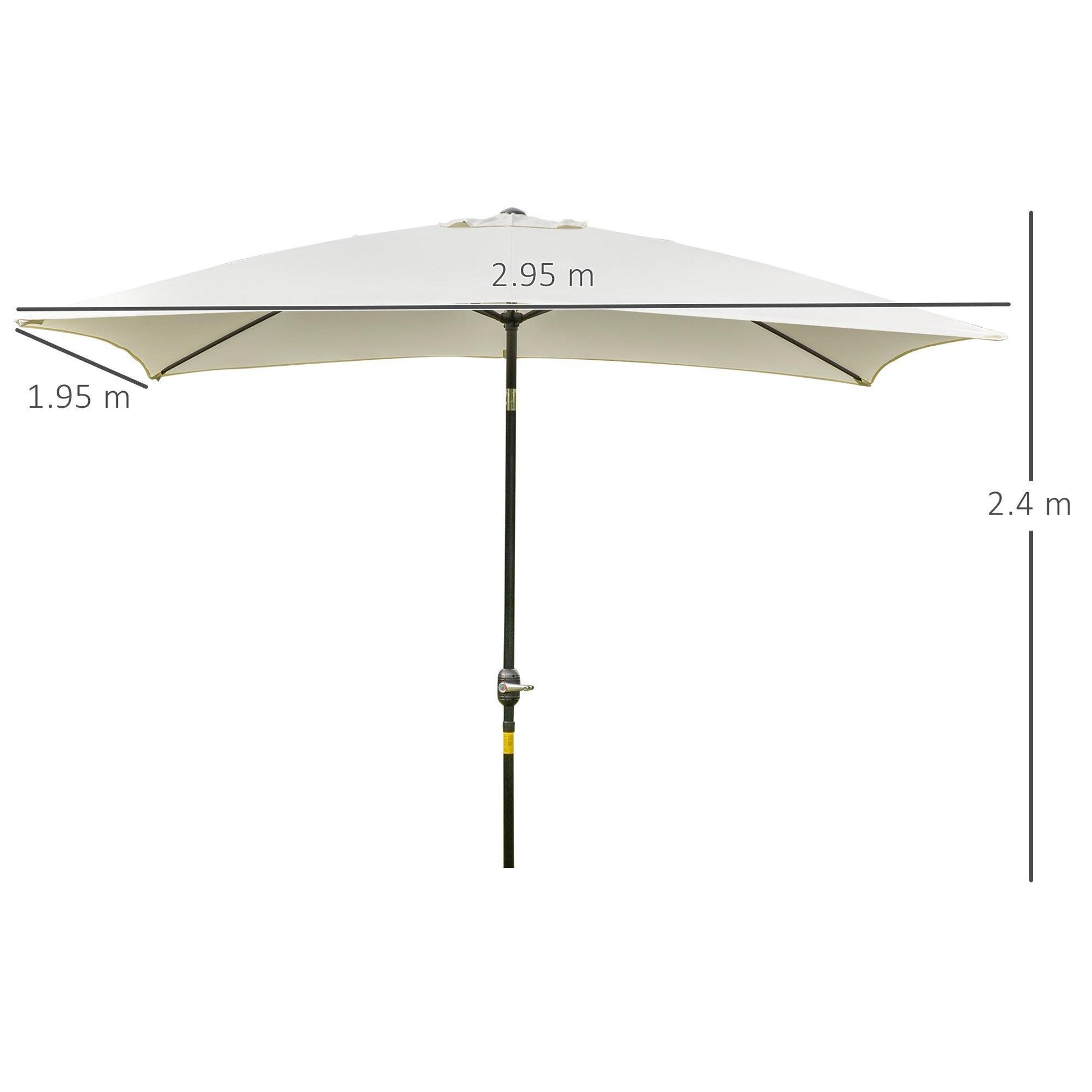 Outsunny Classic White Umbrella - 195x295x240 cm - ALL4U RETAILER LTD