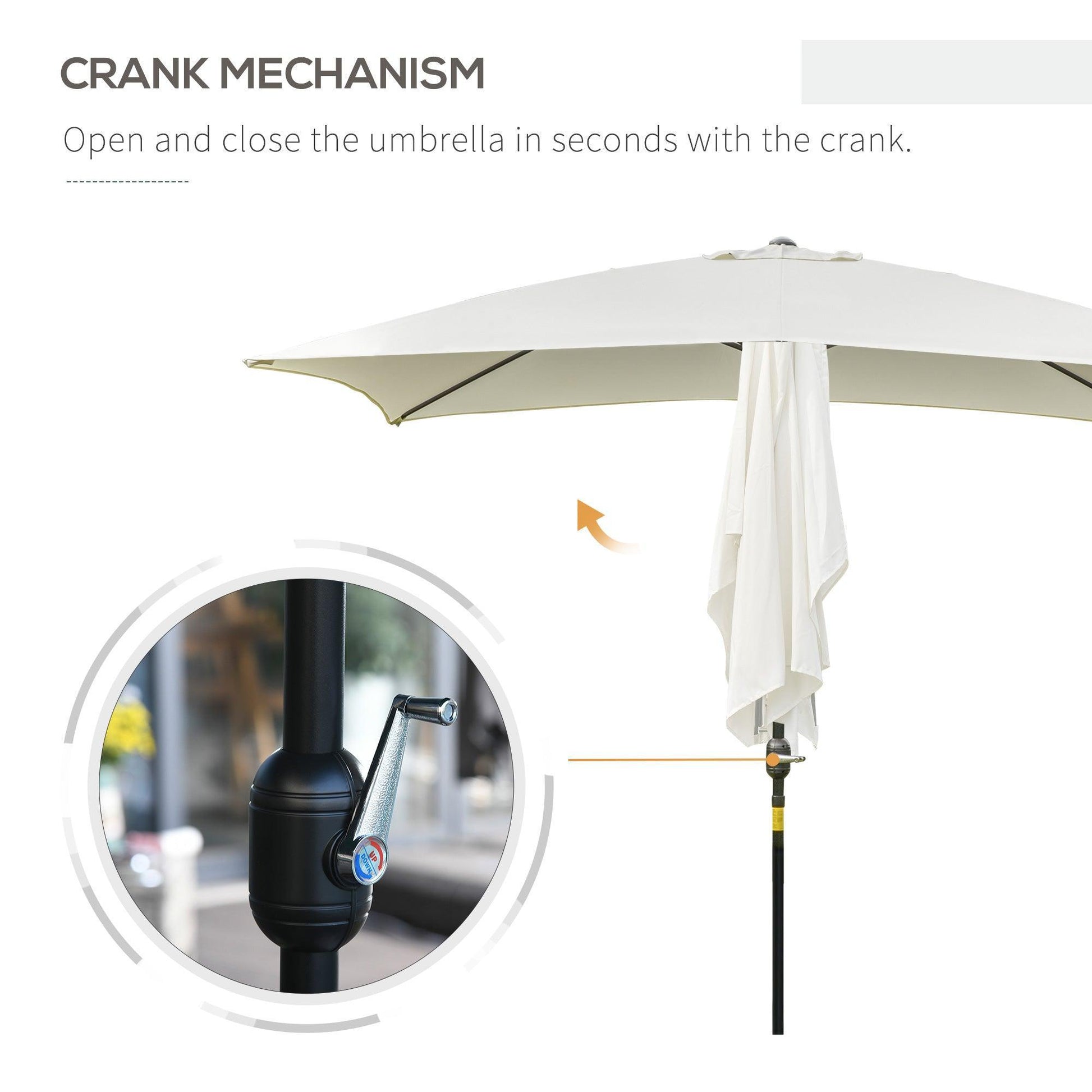 Outsunny Classic White Umbrella - 195x295x240 cm - ALL4U RETAILER LTD