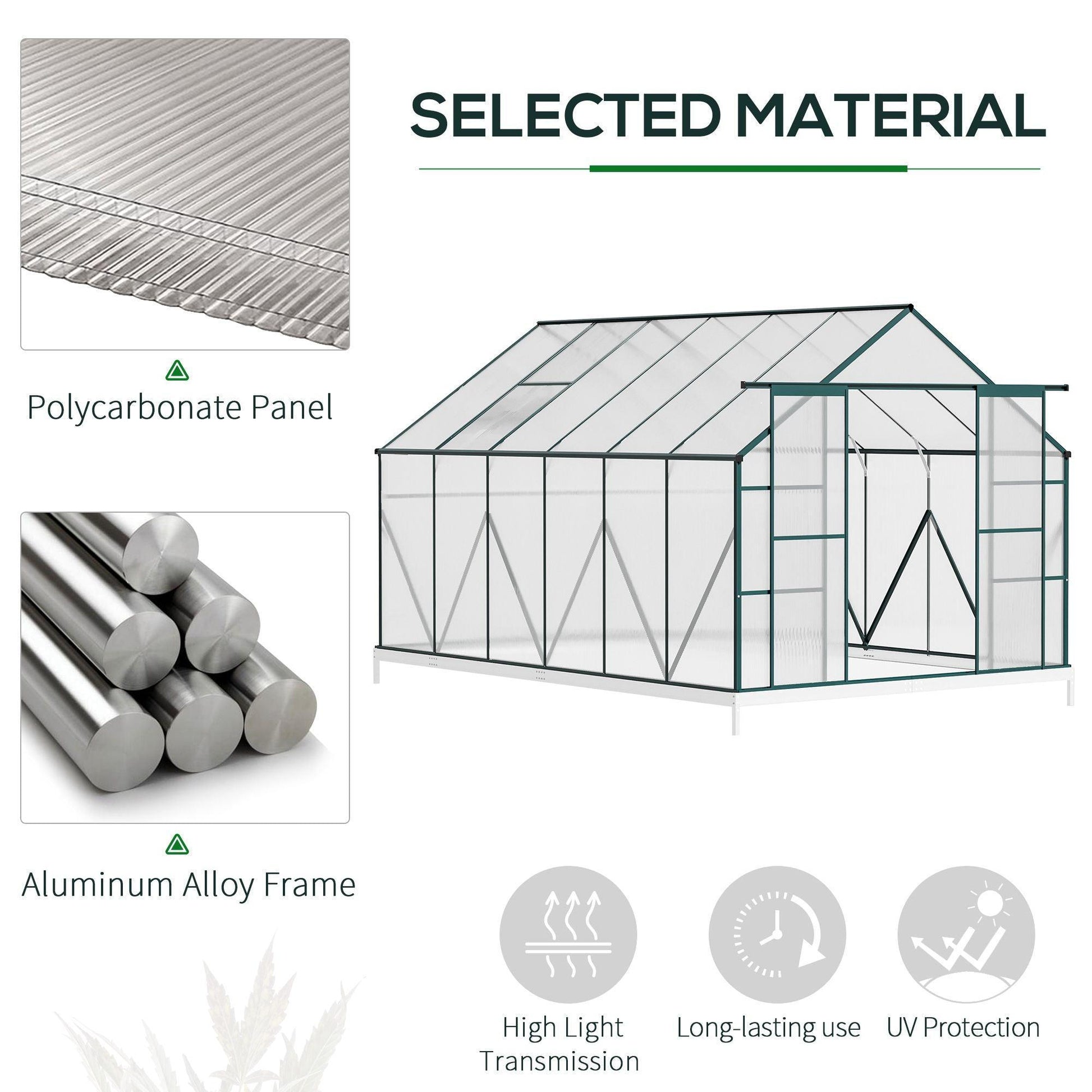 Outsunny Clear Greenhouse Kit with Roof Vent - 8x12ft - ALL4U RETAILER LTD