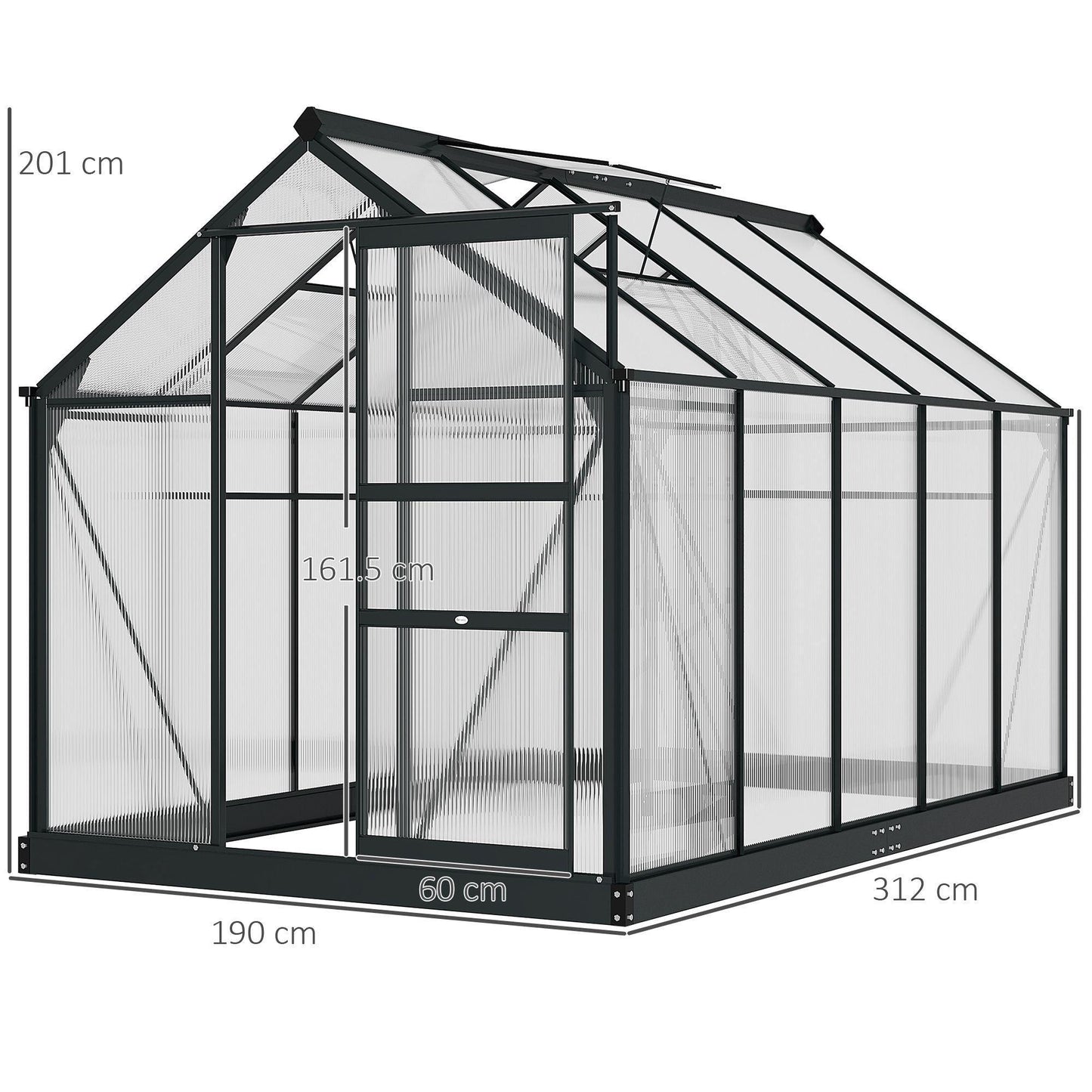 Outsunny Clear Polycarbonate Greenhouse, 6x10ft - ALL4U RETAILER LTD