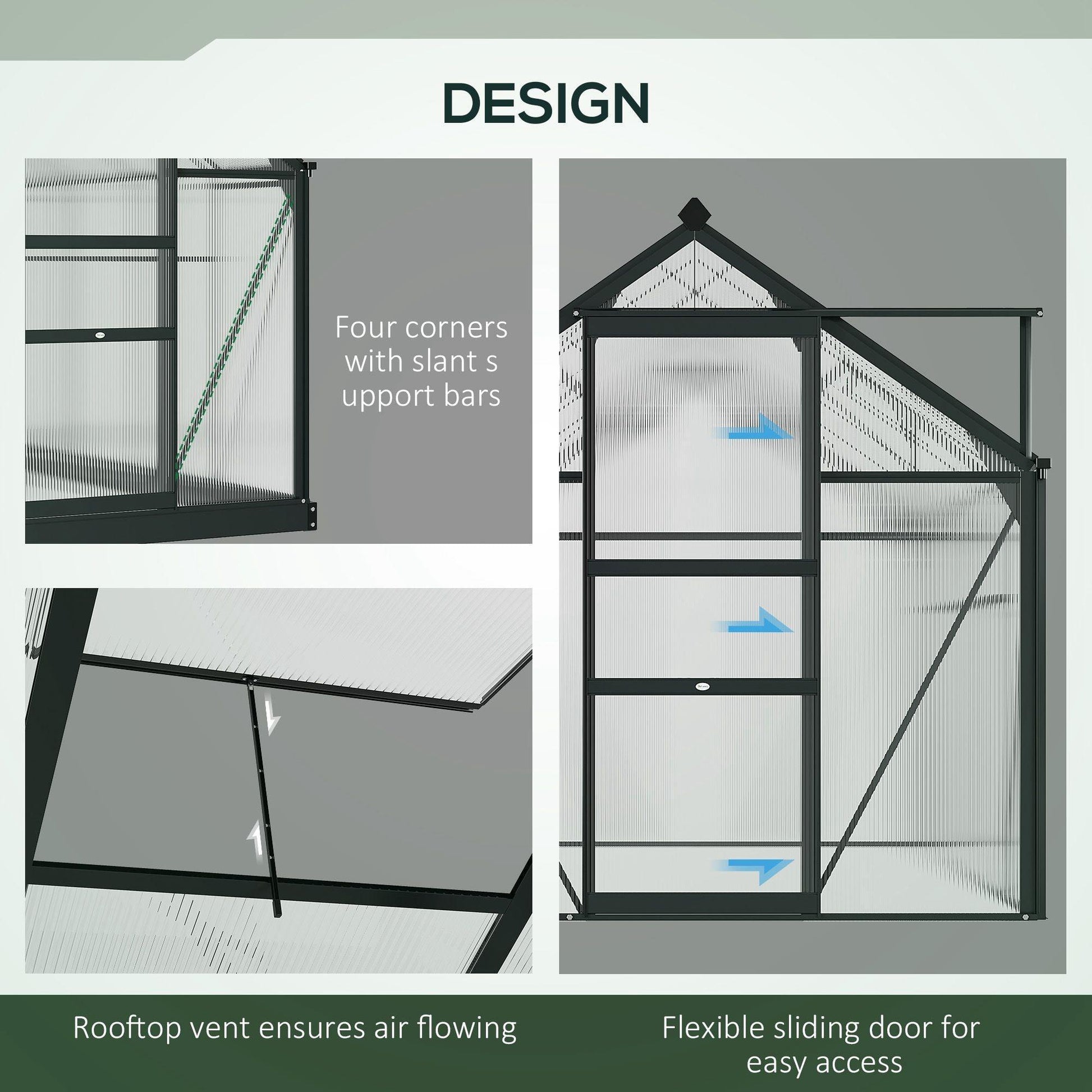 Outsunny Clear Polycarbonate Greenhouse, 6x10ft - ALL4U RETAILER LTD