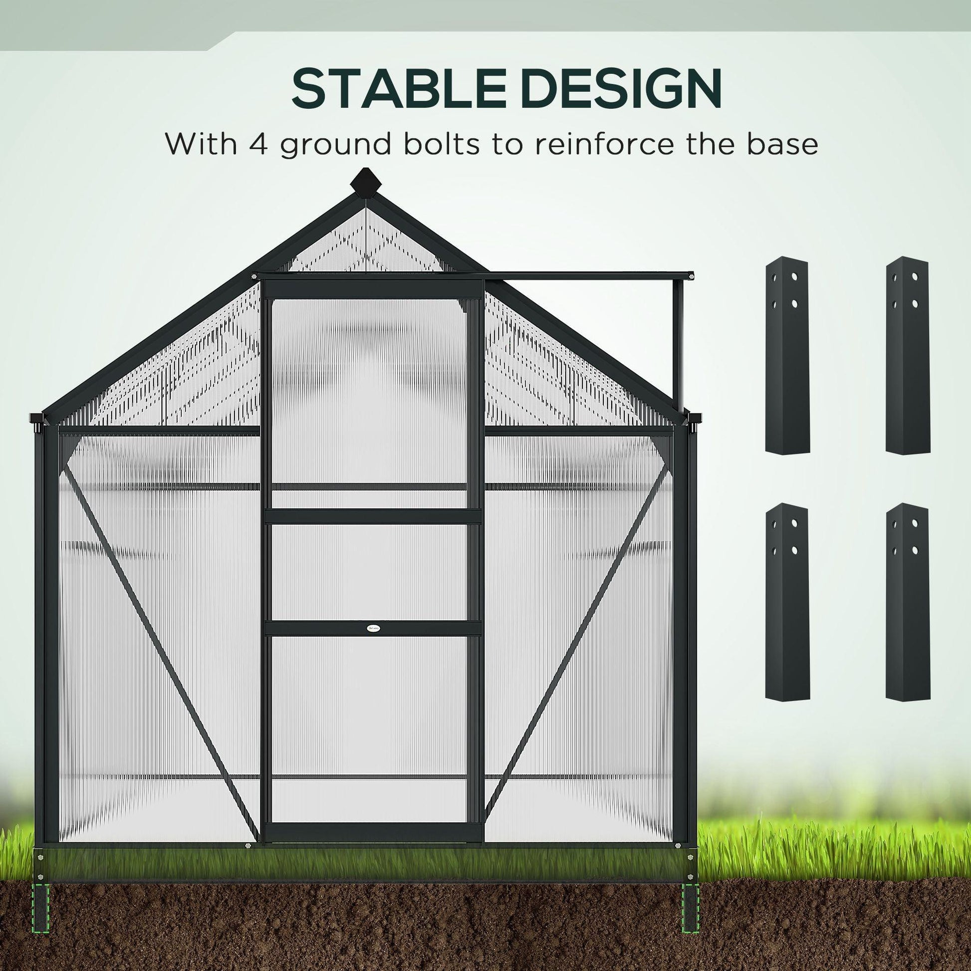 Outsunny Clear Polycarbonate Greenhouse, 6x10ft - ALL4U RETAILER LTD