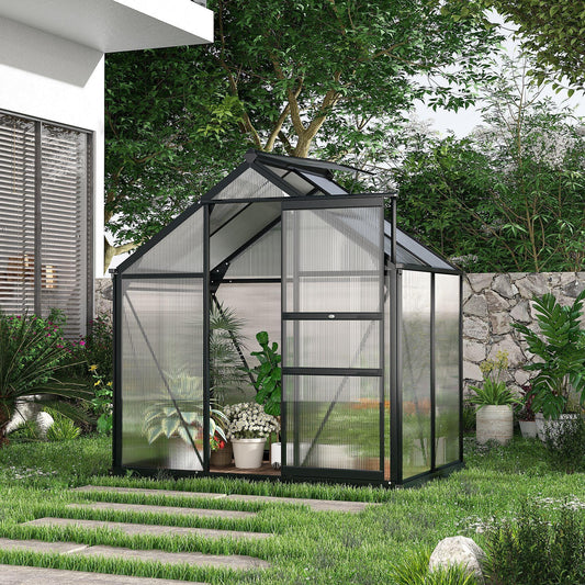 Outsunny Clear Polycarbonate Greenhouse: Walk-In Grow House, 6x4ft - ALL4U RETAILER LTD