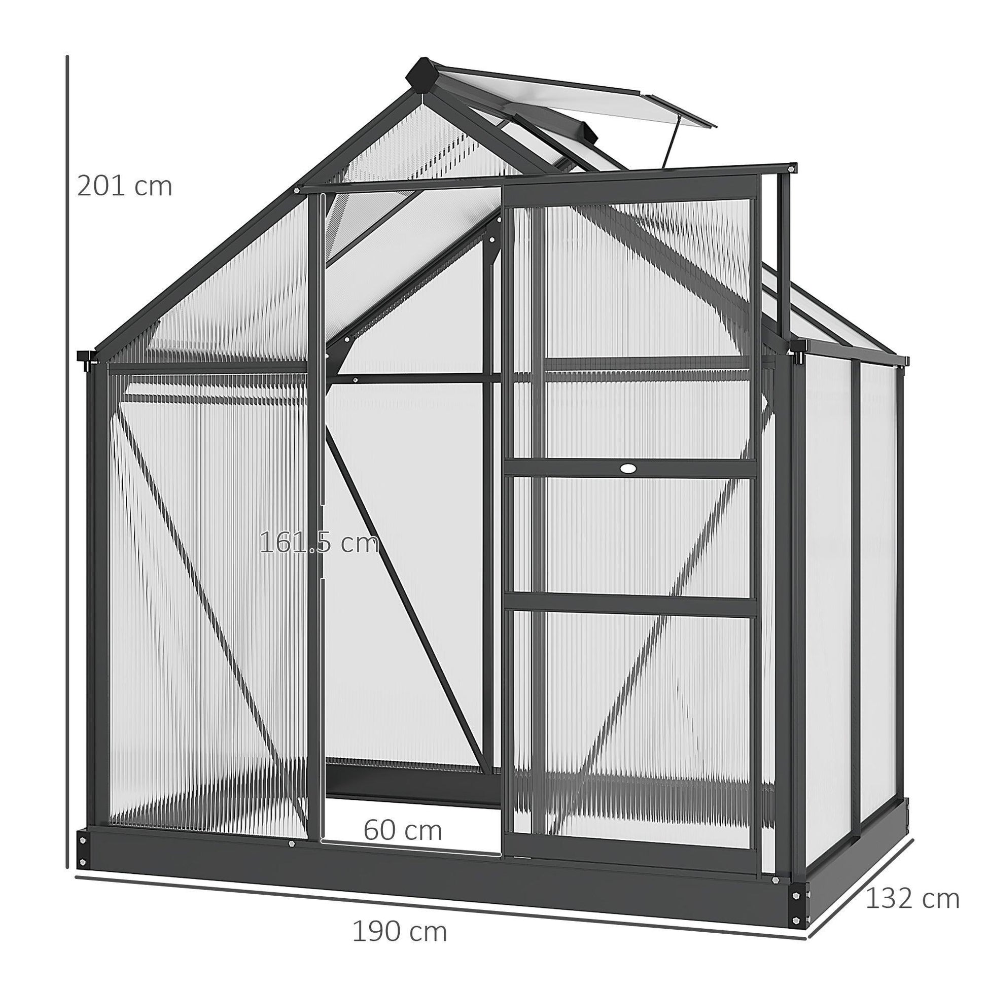 Outsunny Clear Polycarbonate Greenhouse: Walk-In Grow House, 6x4ft - ALL4U RETAILER LTD