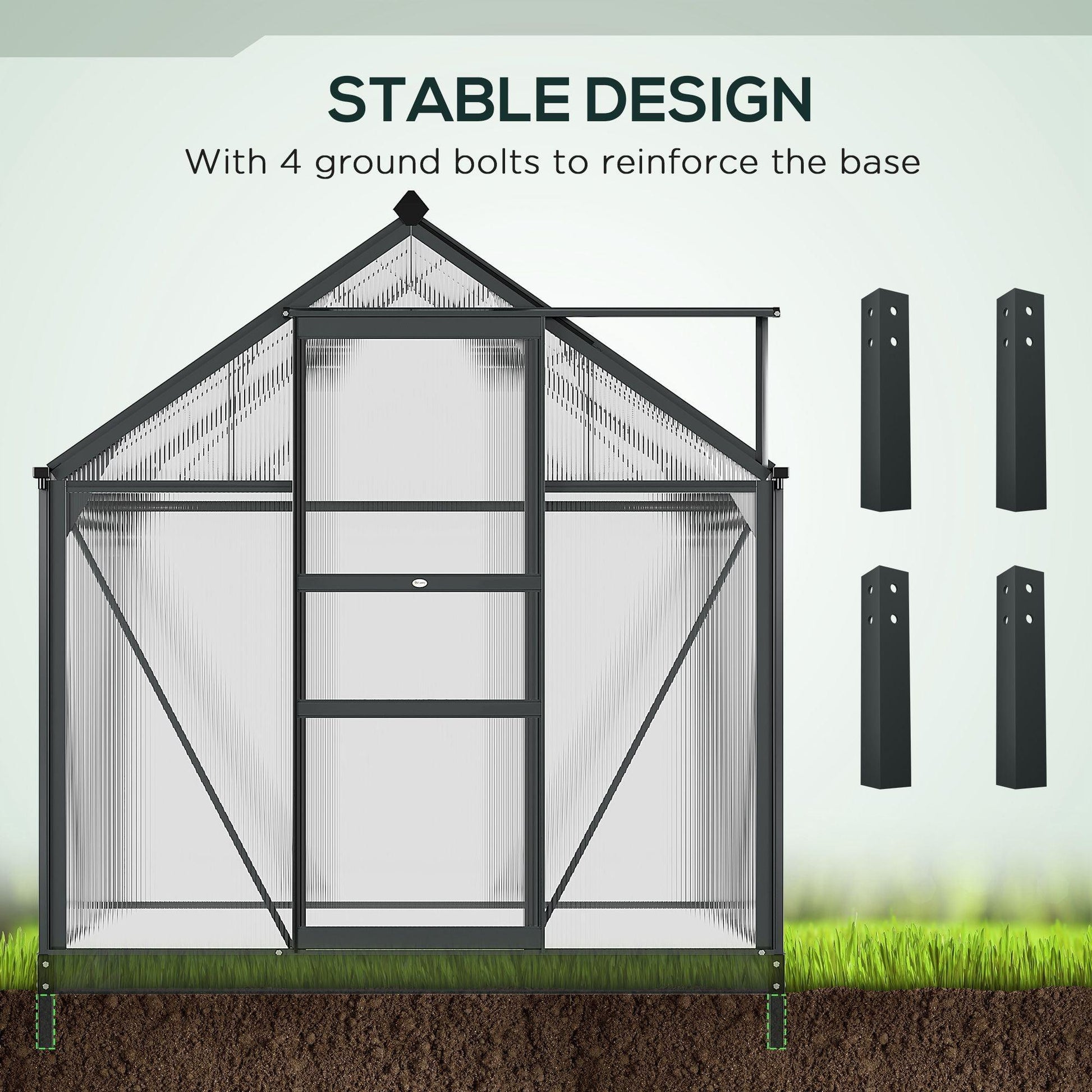 Outsunny Clear Polycarbonate Greenhouse: Walk-In Grow House, 6x4ft - ALL4U RETAILER LTD