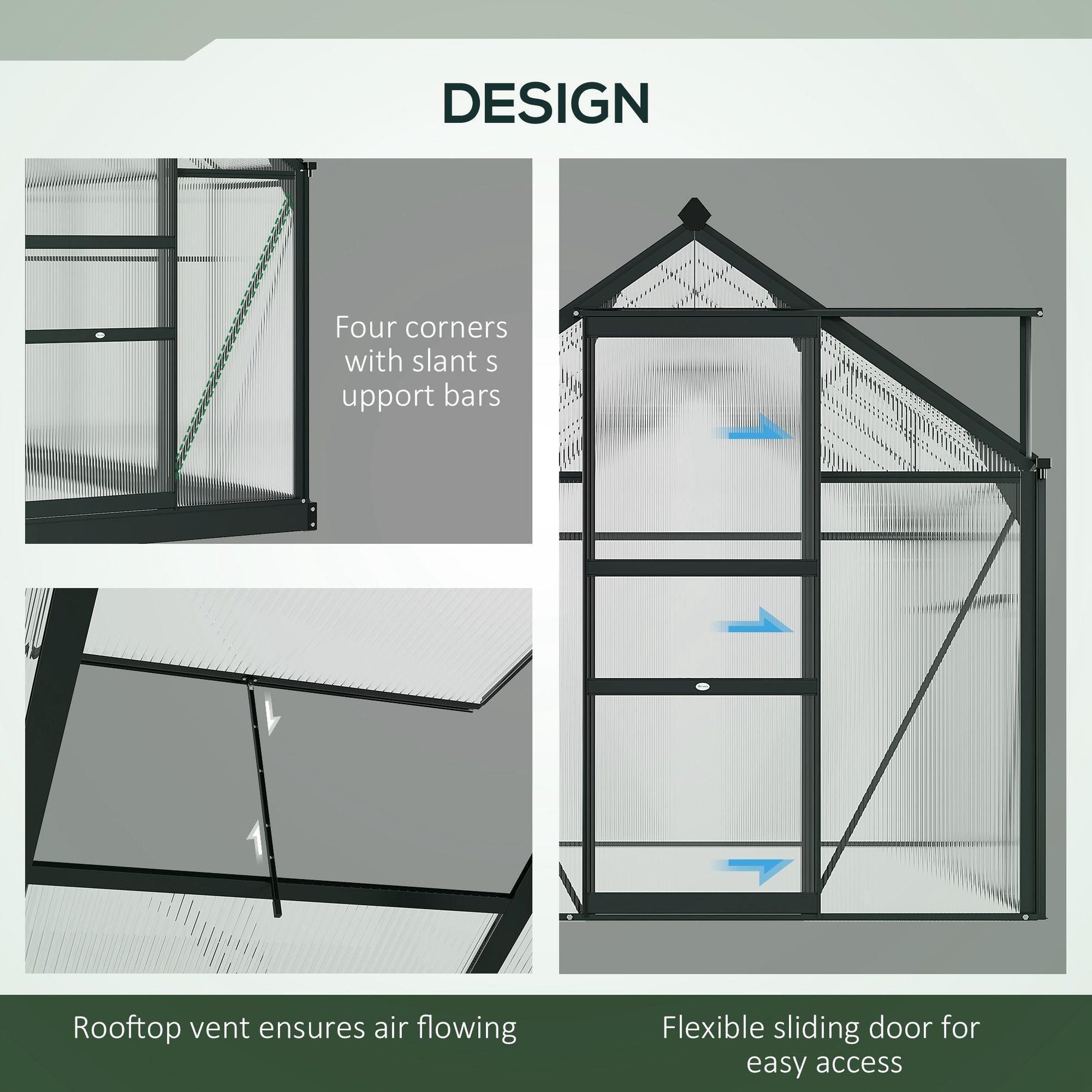 Outsunny Clear Polycarbonate Greenhouse: Walk-In Grow House, 6x4ft - ALL4U RETAILER LTD