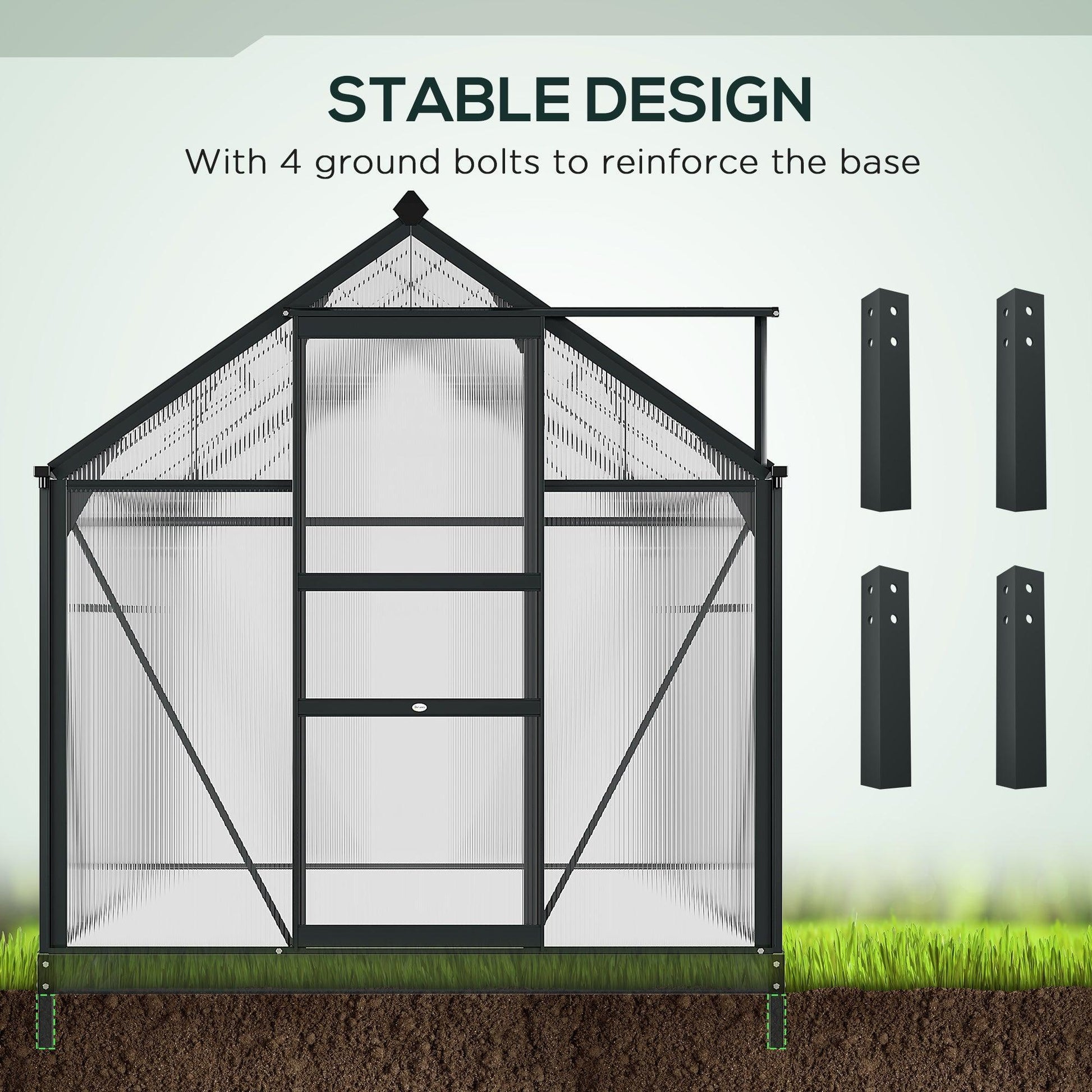 Outsunny Clear Polycarbonate Walk-In Greenhouse - EasyGrow 6x8ft - ALL4U RETAILER LTD