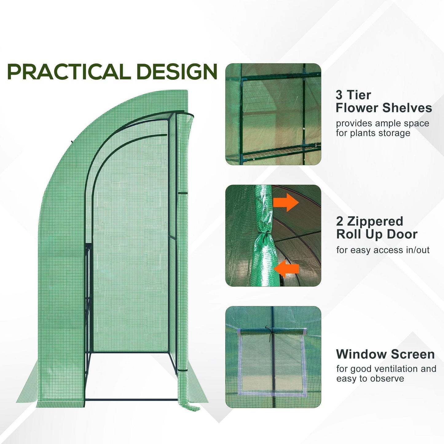 Outsunny Compact Greenhouse with Windows and Shelves - ALL4U RETAILER LTD