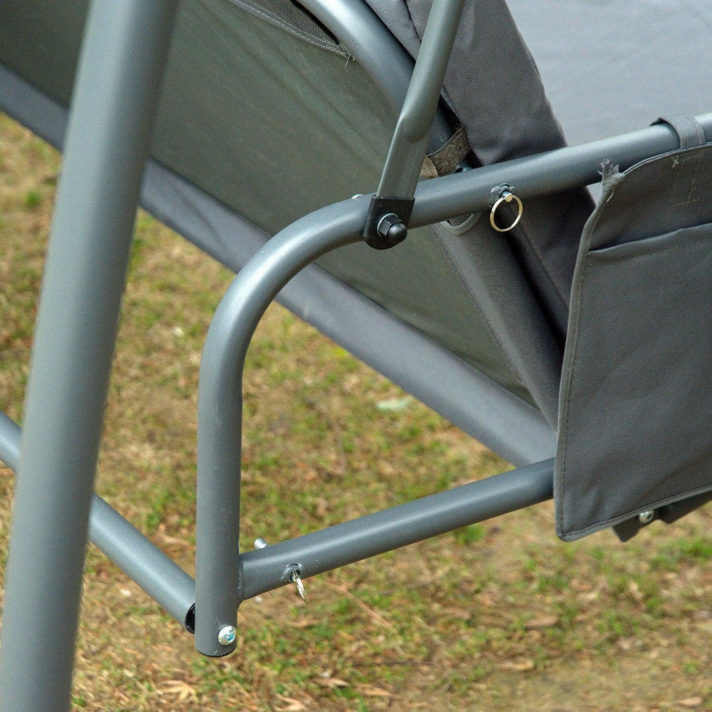 Outsunny Convertible Garden Swing Chair with Roof & Mosquito Net, Grey - ALL4U RETAILER LTD