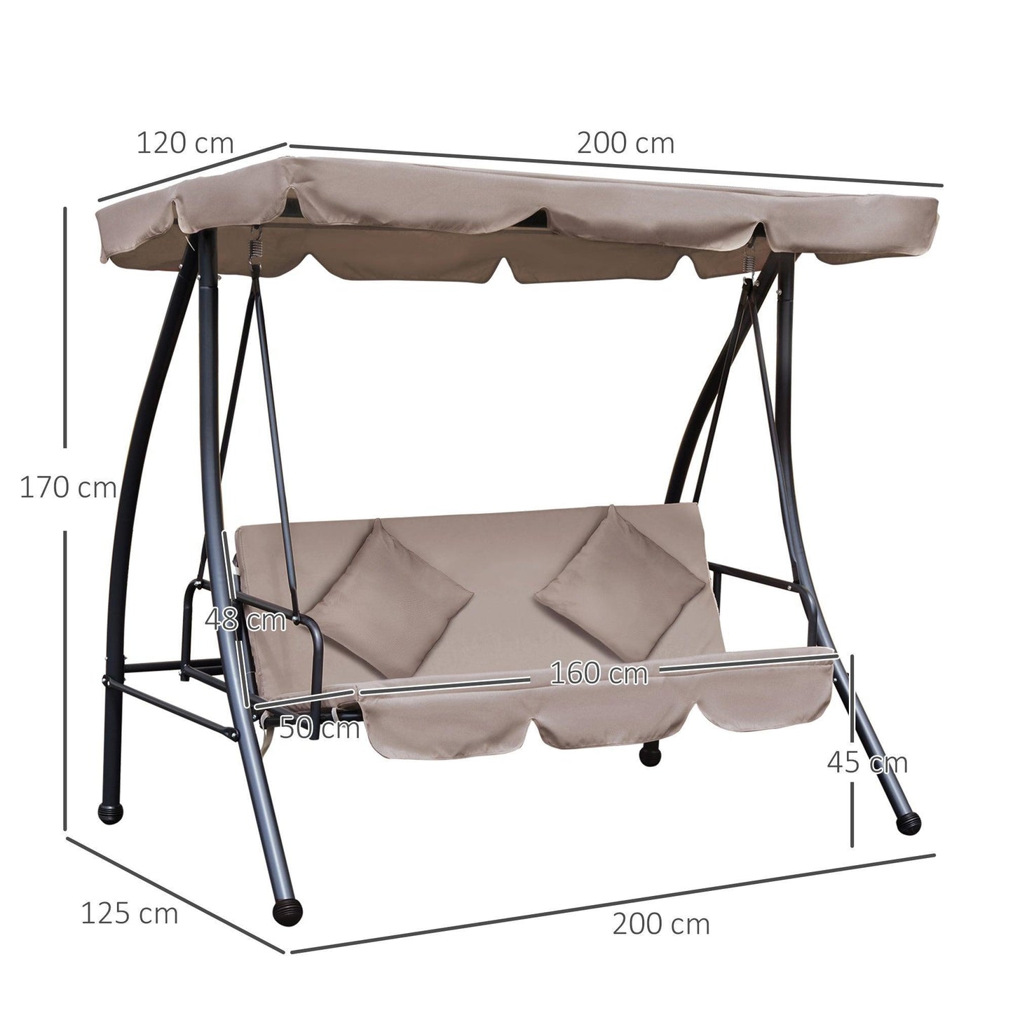 Outsunny Convertible Patio Swing Lounger - ALL4U RETAILER LTD