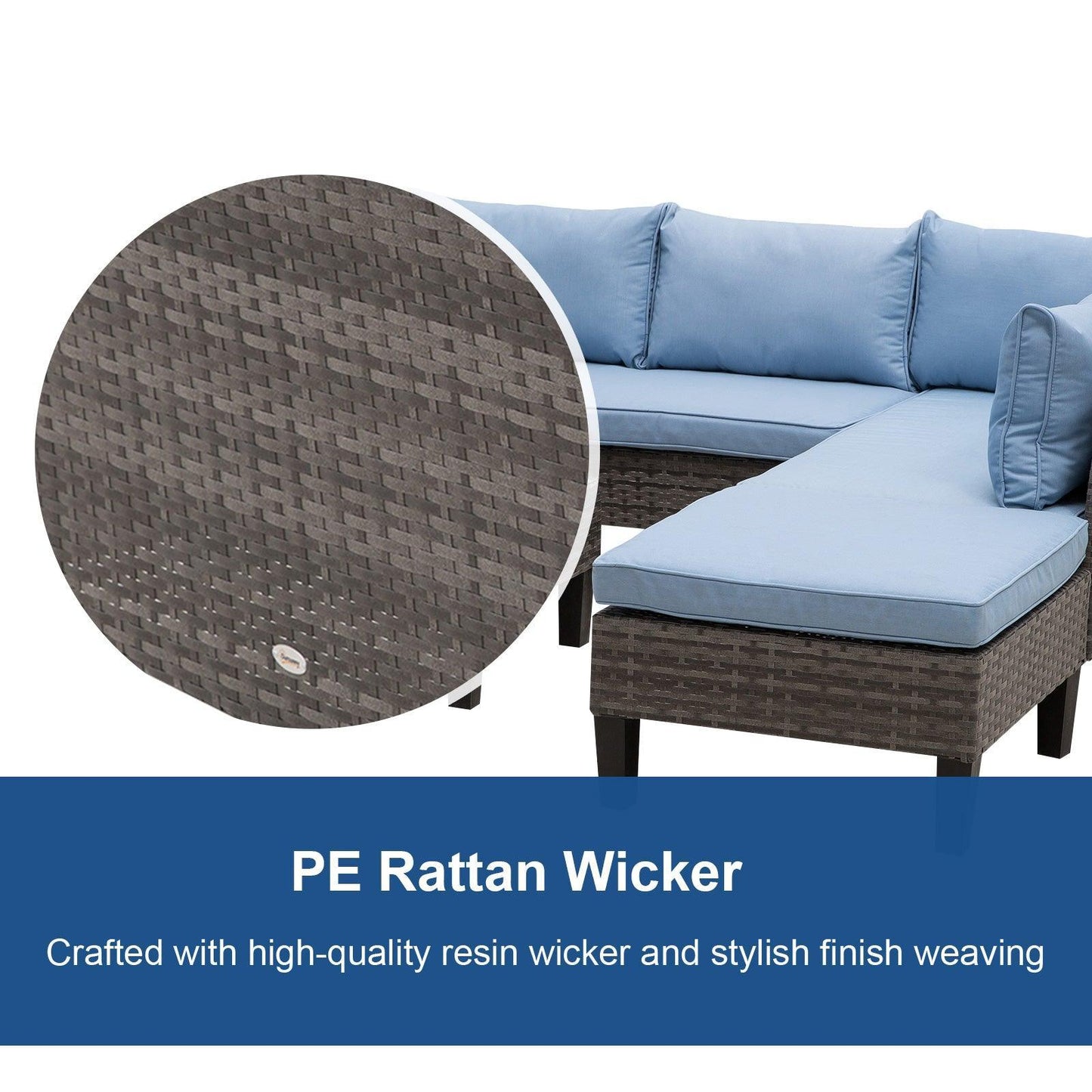 Outsunny Corner Rattan Garden Furniture Set - Grey - ALL4U RETAILER LTD