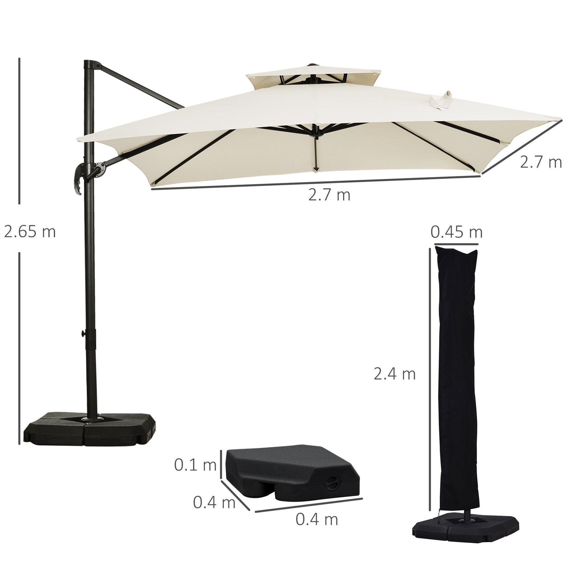 Outsunny Crank & Tilt Square Patio Umbrella - Beige - ALL4U RETAILER LTD