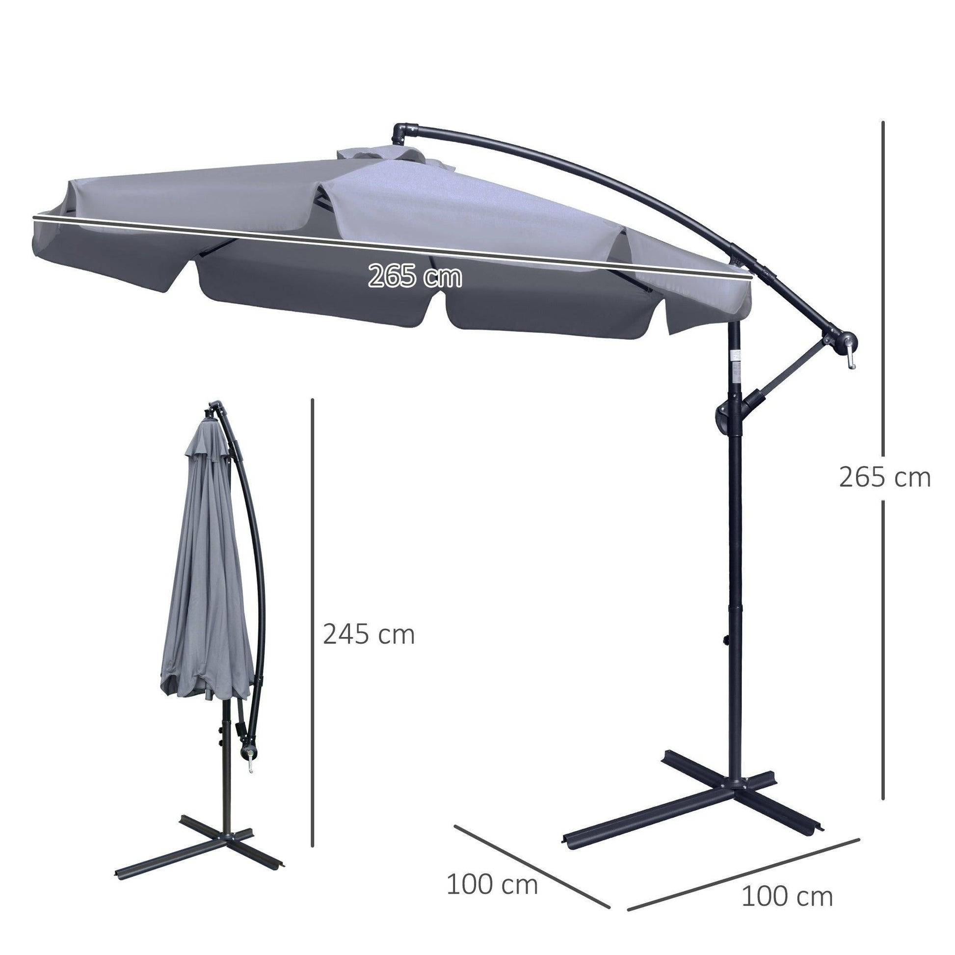 Outsunny Crank Handle Outdoor Umbrella - ALL4U RETAILER LTD