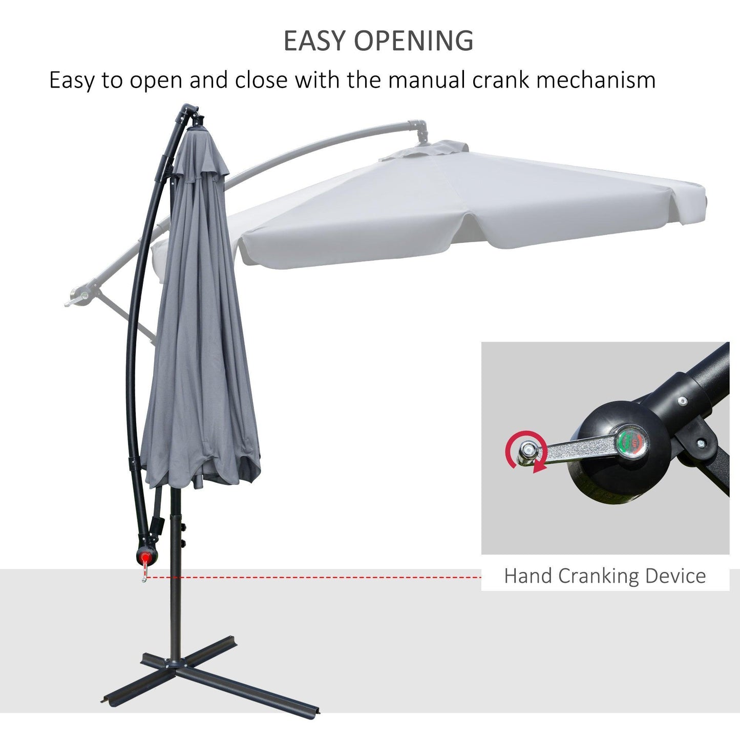 Outsunny Crank Handle Outdoor Umbrella - ALL4U RETAILER LTD