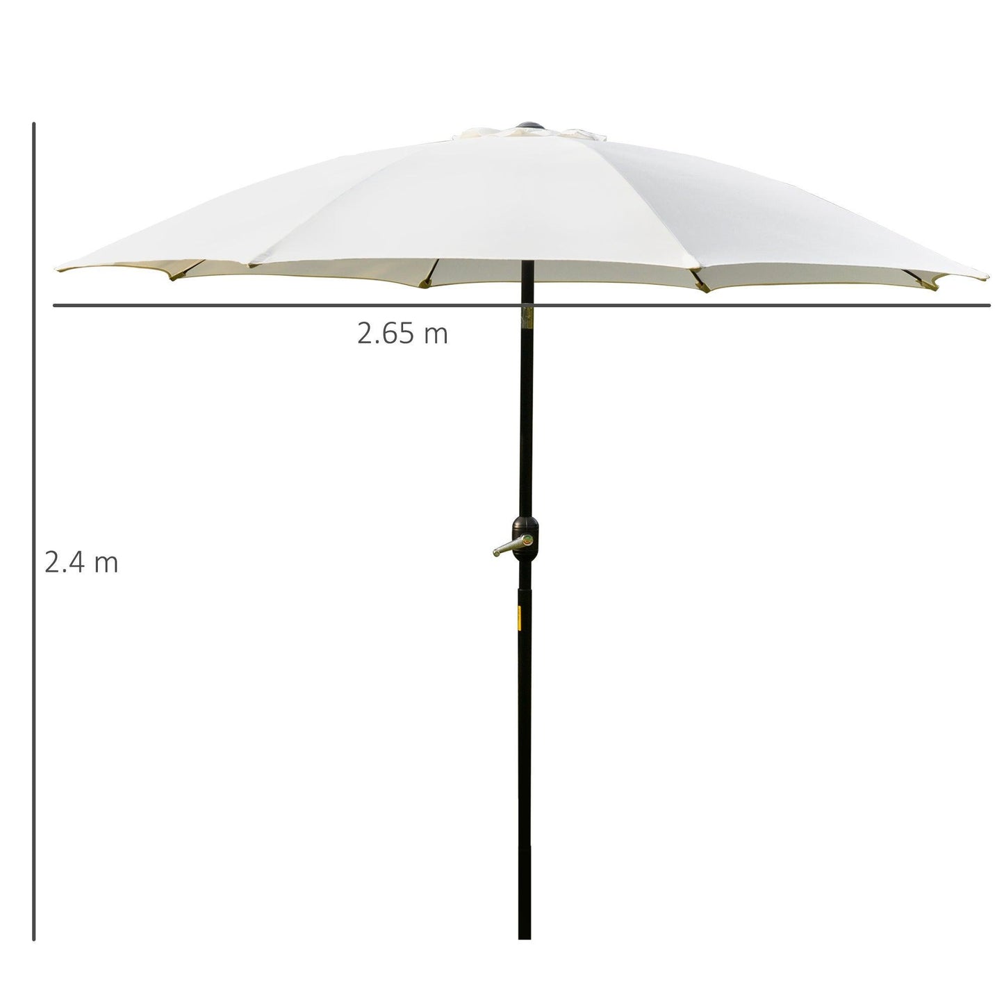 Outsunny Cream White Umbrella Parasol: 2.6M for Stylish Shade - ALL4U RETAILER LTD