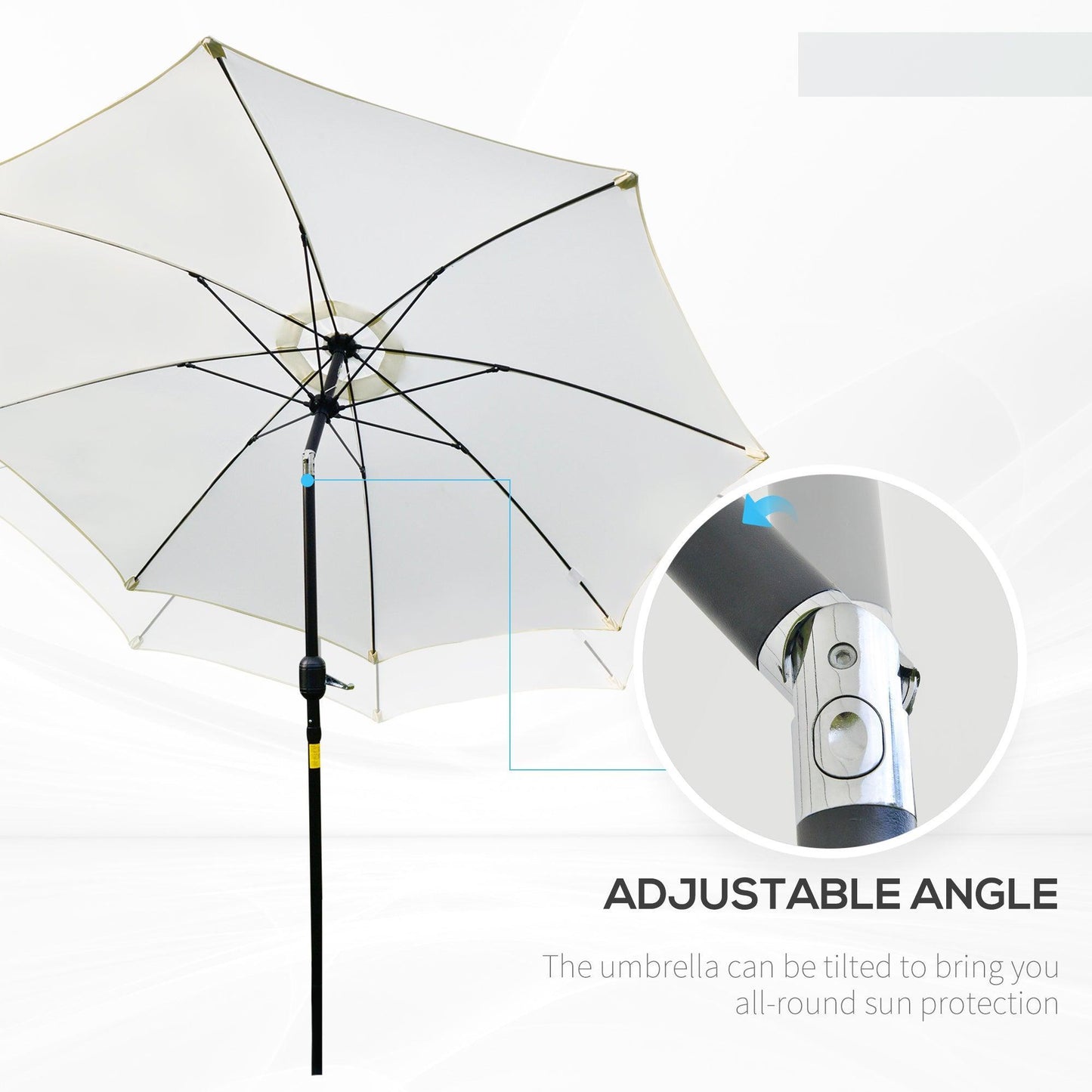 Outsunny Cream White Umbrella Parasol: 2.6M for Stylish Shade - ALL4U RETAILER LTD