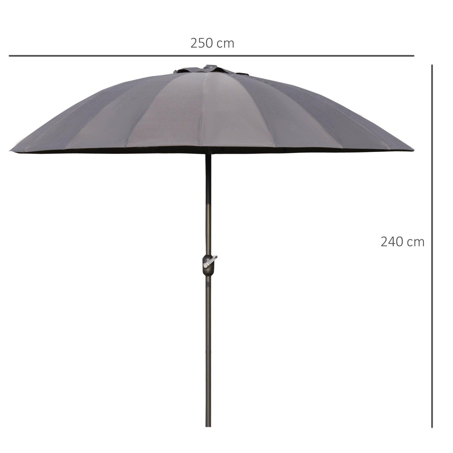 Outsunny Dark Grey Patio Umbrella - ALL4U RETAILER LTD