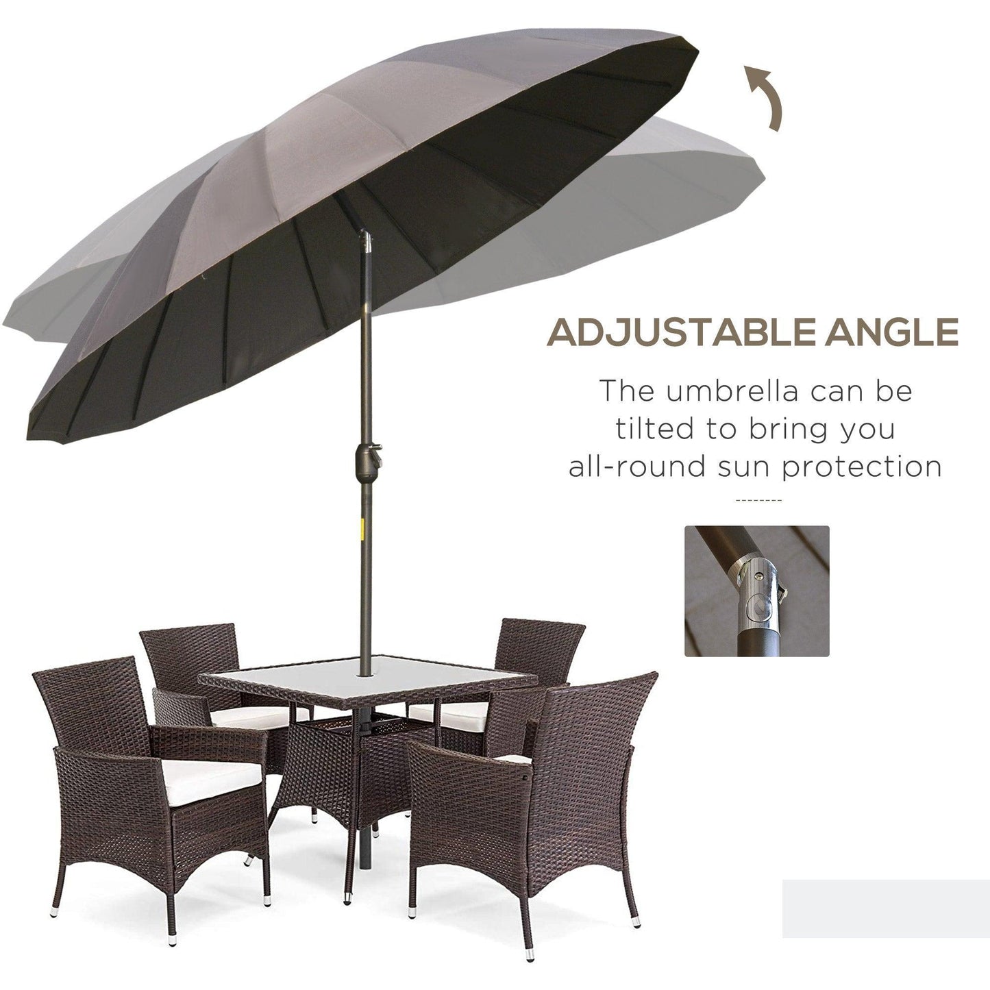 Outsunny Dark Grey Patio Umbrella - ALL4U RETAILER LTD