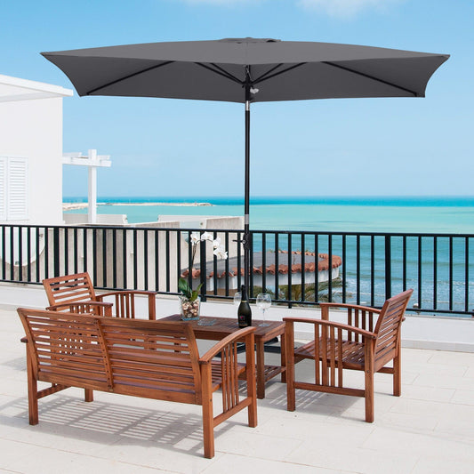 Outsunny Dark Grey Rectangular Patio Market Umbrella, 2 x 3(m) - ALL4U RETAILER LTD