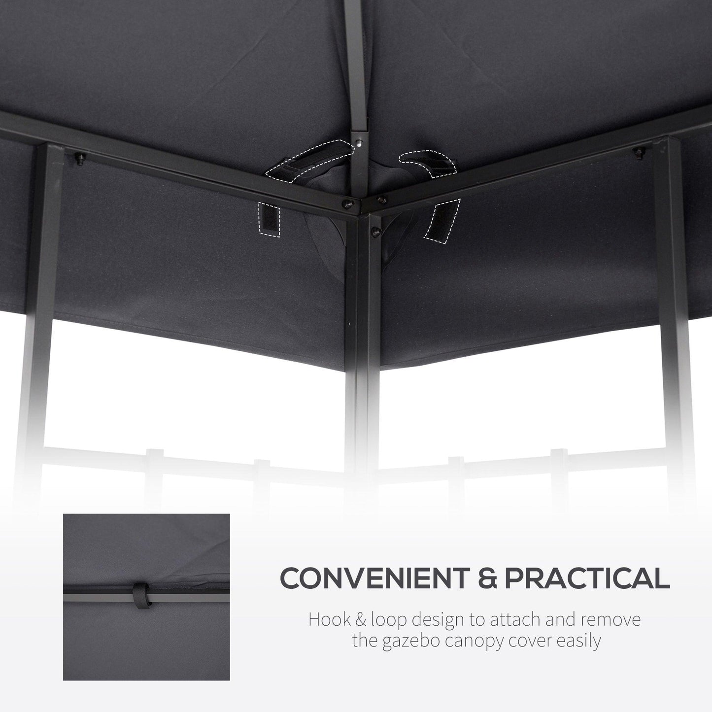 Outsunny Deep Grey Canopy Roof Top - 3x3m Replacement - ALL4U RETAILER LTD