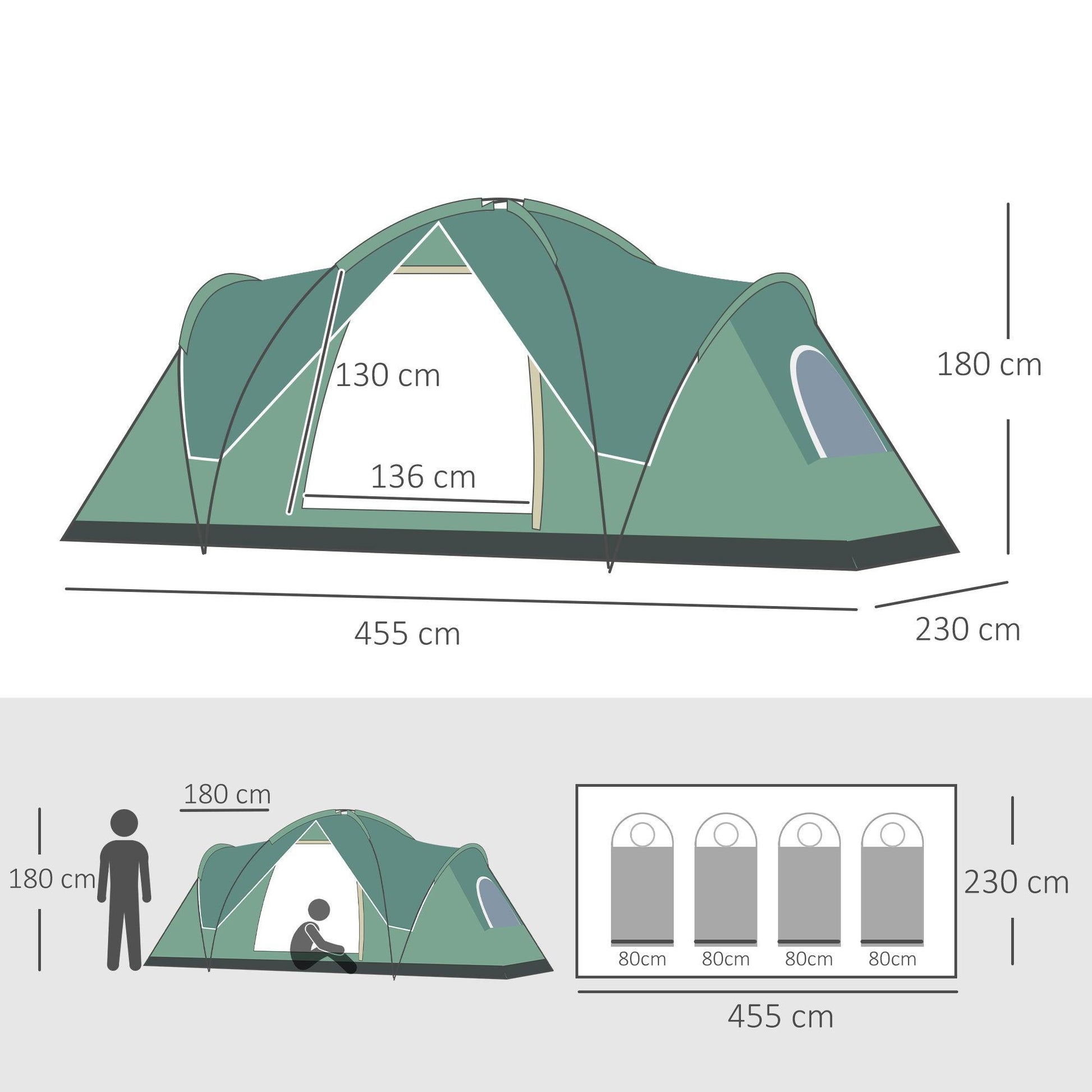 Outsunny Dome Camping Tent - Water Resistant & UV Protected - ALL4U RETAILER LTD