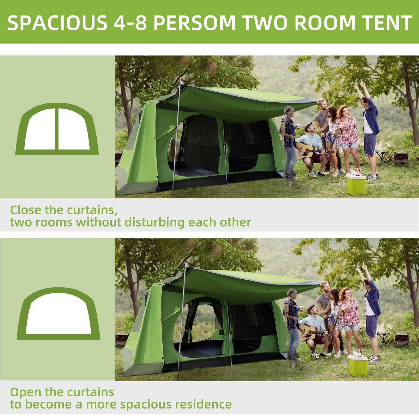 Outsunny Dome Tent: 4-8 Person Camping Shelter - ALL4U RETAILER LTD
