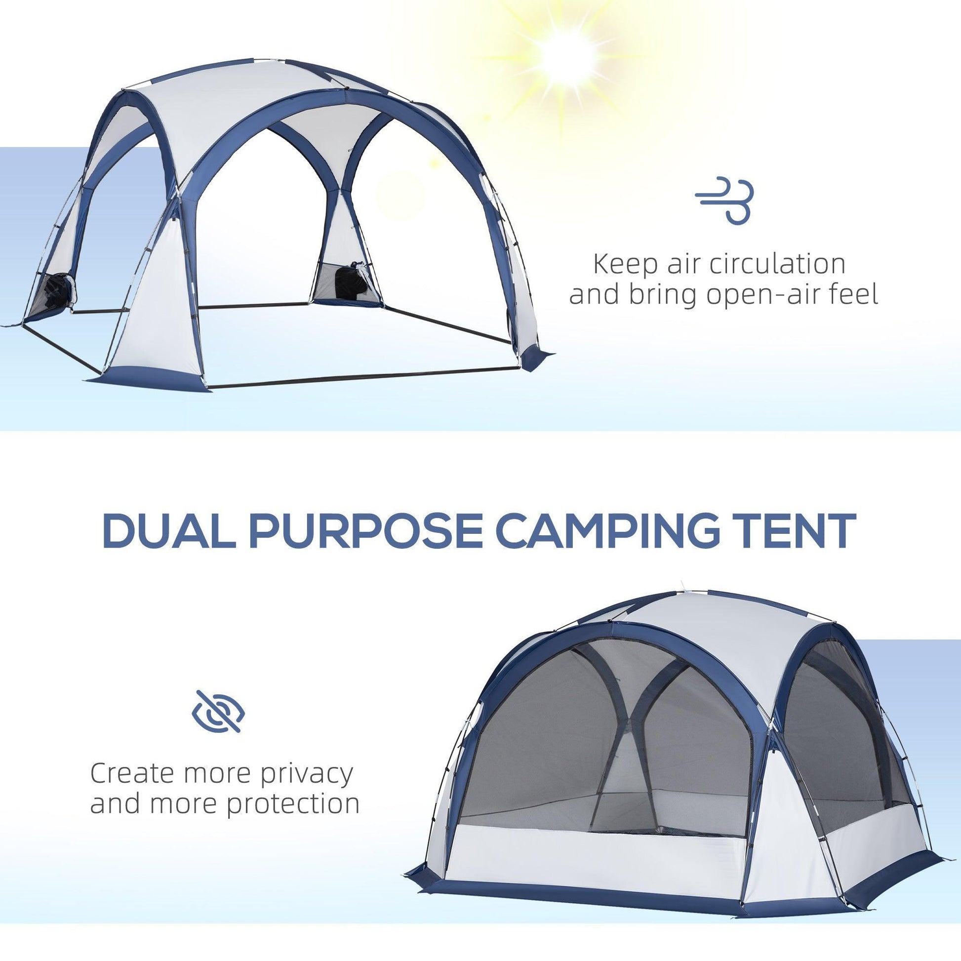 Outsunny Dome Tent for 6-8 People with 4 Doors - ALL4U RETAILER LTD