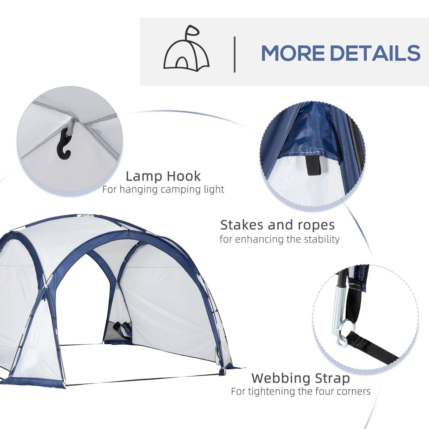 Outsunny Dome Tent for 6-8 People with 4 Doors - ALL4U RETAILER LTD