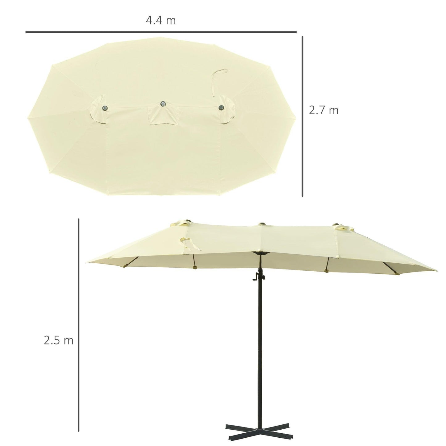 Outsunny Double Parasol Patio Umbrella - Beige - ALL4U RETAILER LTD