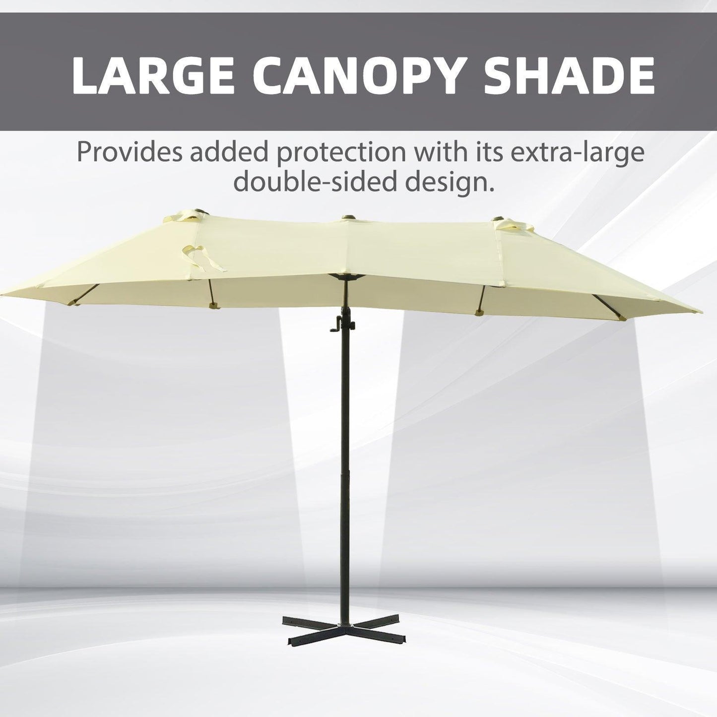 Outsunny Double Parasol Patio Umbrella - Beige - ALL4U RETAILER LTD