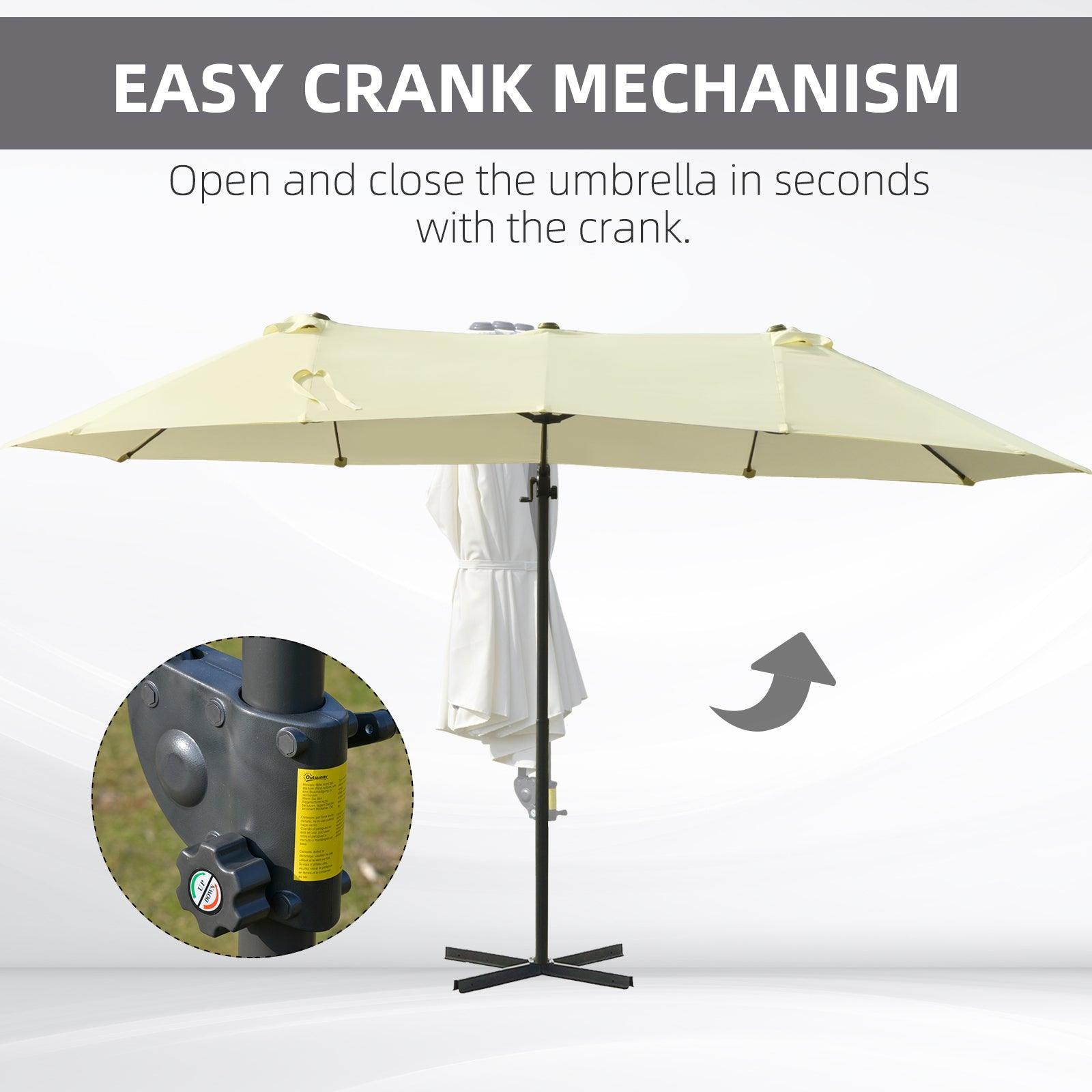 Outsunny Double Parasol Patio Umbrella - Beige - ALL4U RETAILER LTD