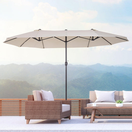 Outsunny Double-Sided Beige Garden Sun Umbrella - 4.6m - ALL4U RETAILER LTD