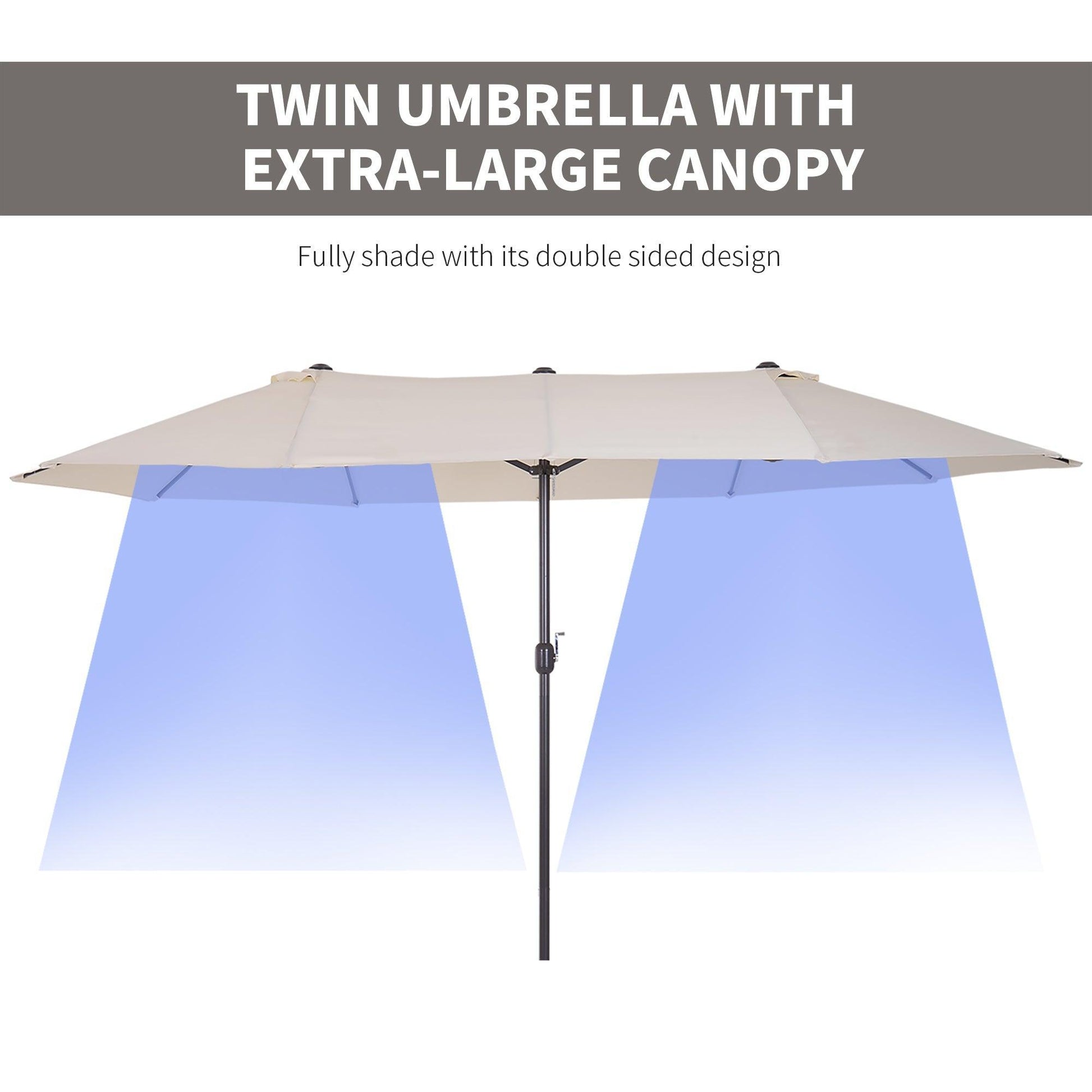 Outsunny Double-Sided Beige Garden Sun Umbrella - 4.6m - ALL4U RETAILER LTD