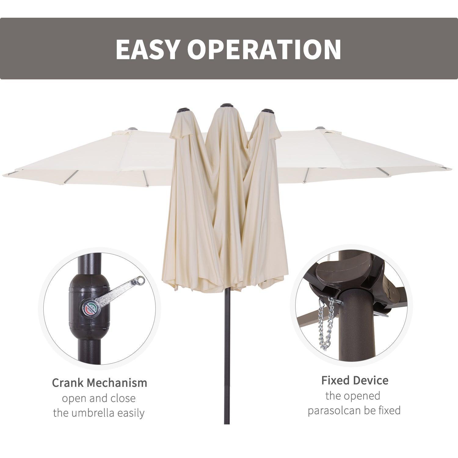 Outsunny Double-Sided Beige Garden Sun Umbrella - 4.6m - ALL4U RETAILER LTD