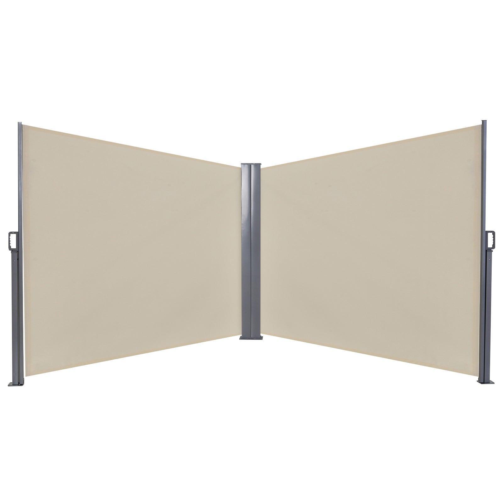 Outsunny Double-Sided Beige Retractable Awning - ALL4U RETAILER LTD