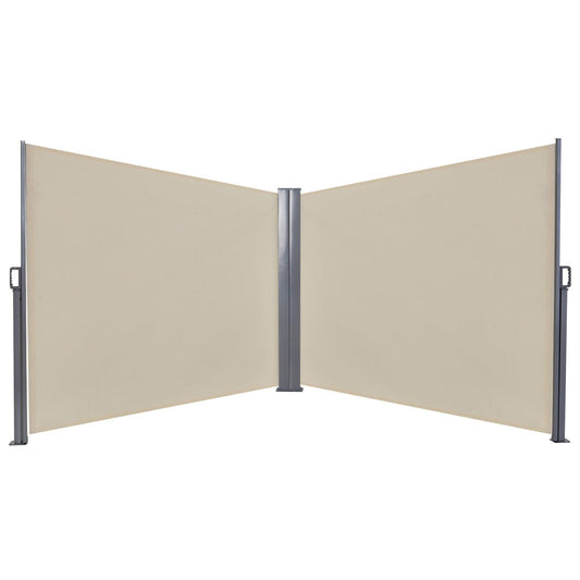 Outsunny Double-Sided Beige Retractable Awning - ALL4U RETAILER LTD
