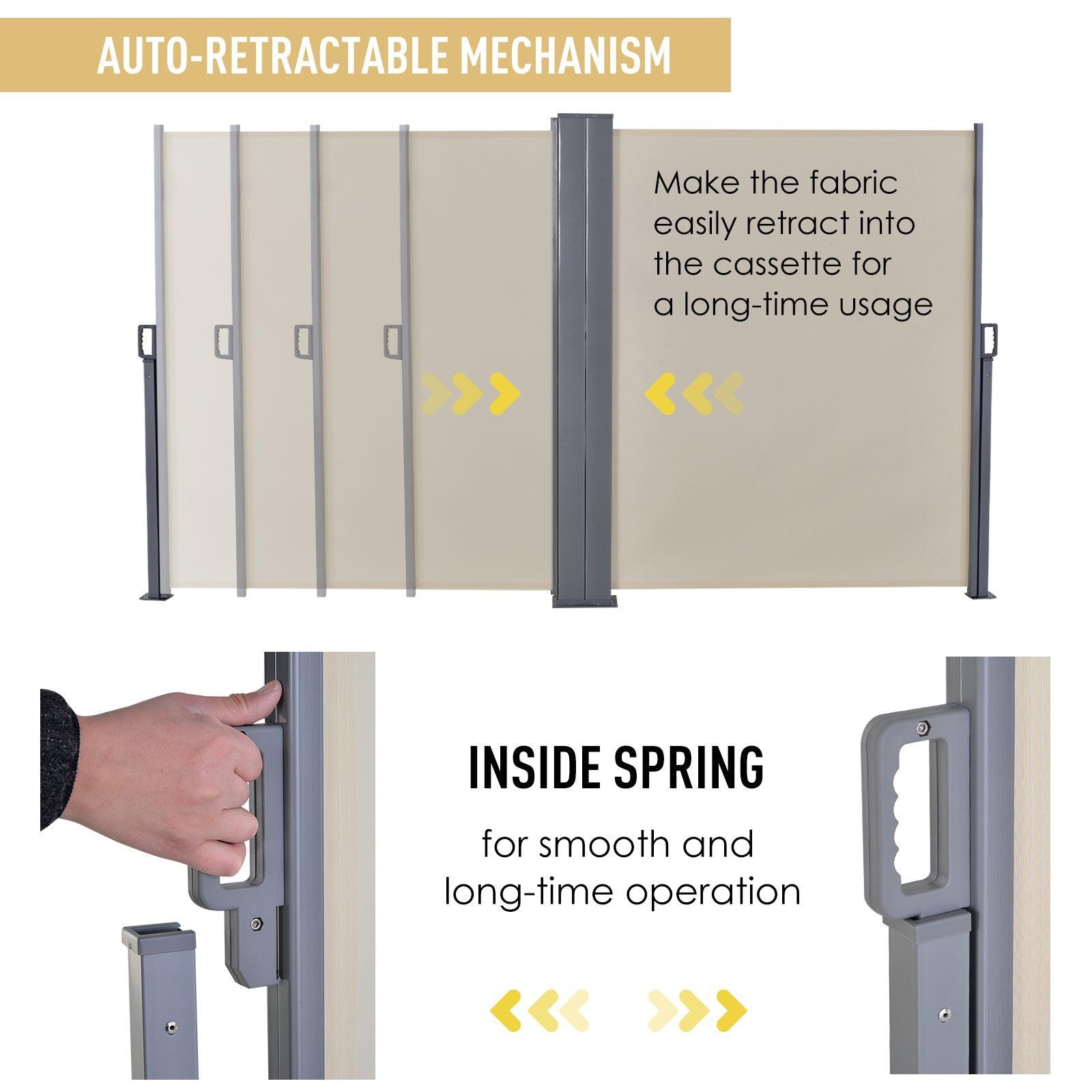 Outsunny Double-Sided Beige Retractable Awning - ALL4U RETAILER LTD