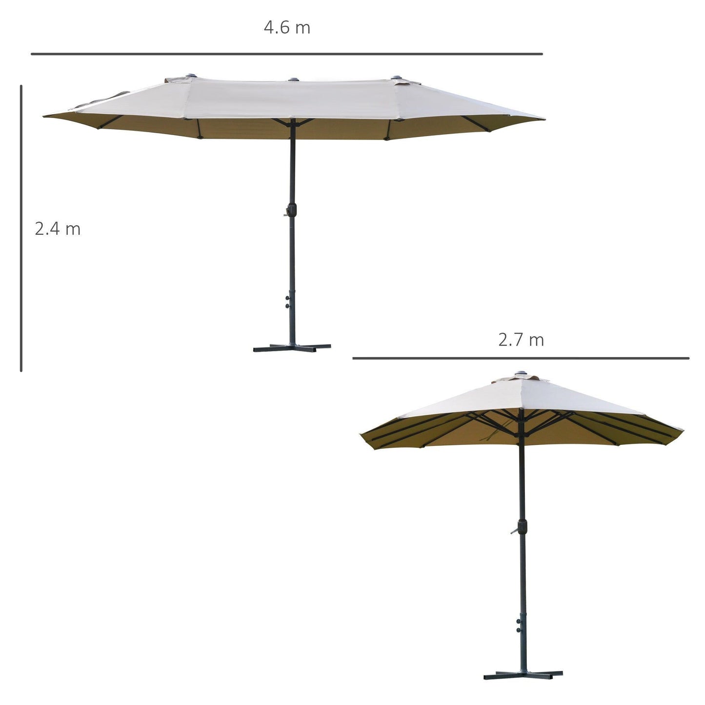 Outsunny Double-Sided Garden Umbrella - Khaki - ALL4U RETAILER LTD