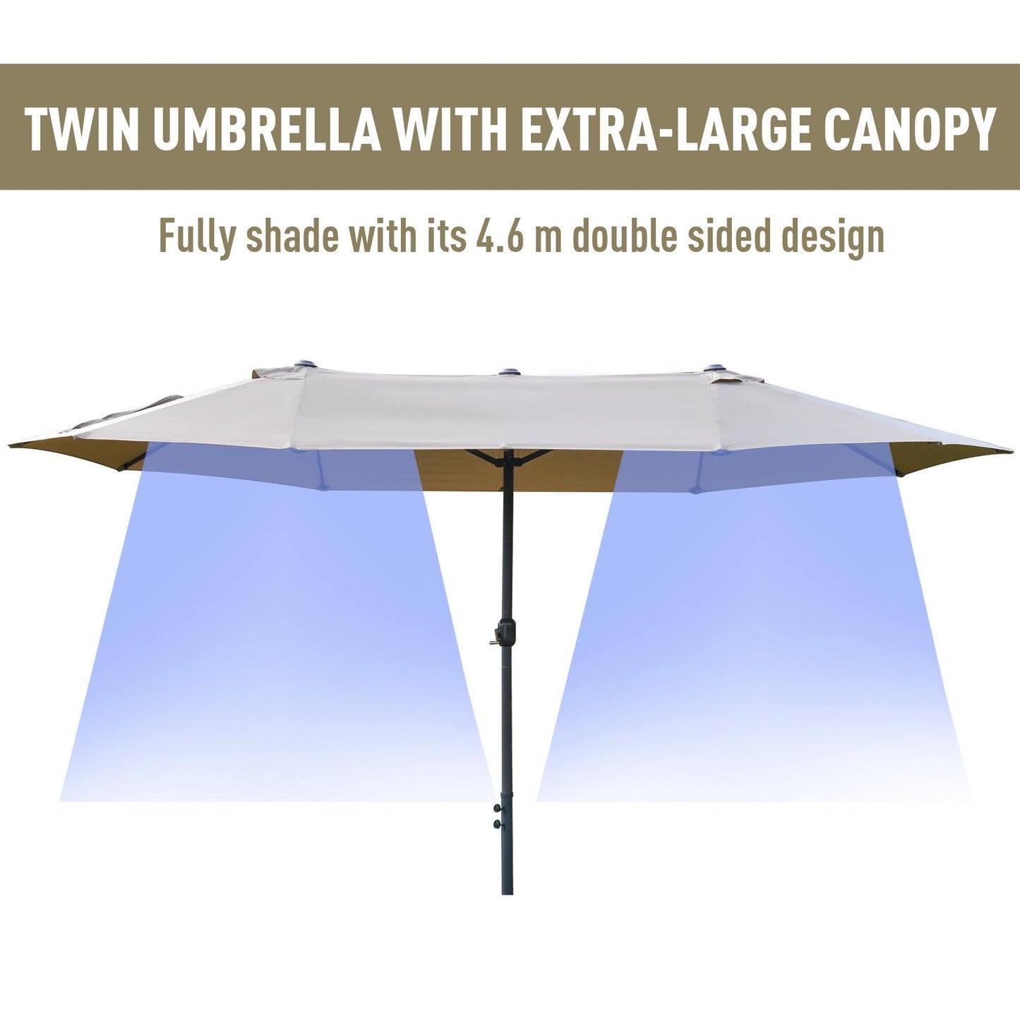 Outsunny Double-Sided Garden Umbrella - Khaki - ALL4U RETAILER LTD