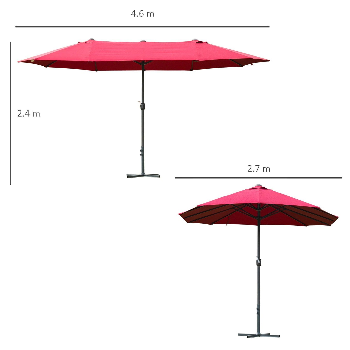 Outsunny Double-Sided Sun Umbrella - Wine Red - ALL4U RETAILER LTD