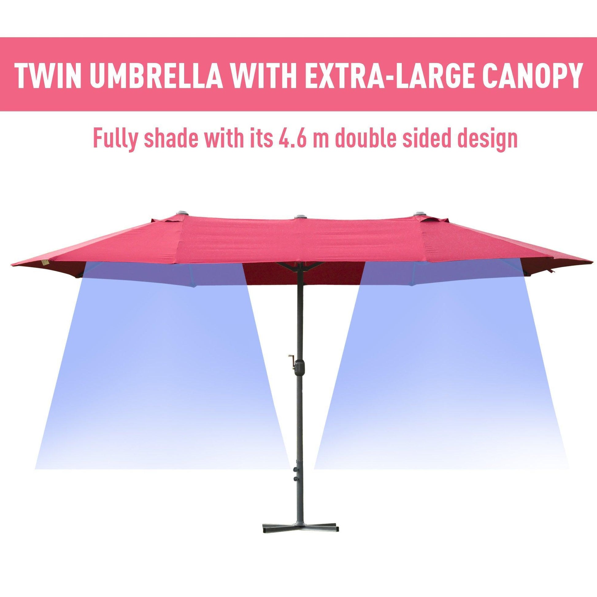 Outsunny Double-Sided Sun Umbrella - Wine Red - ALL4U RETAILER LTD