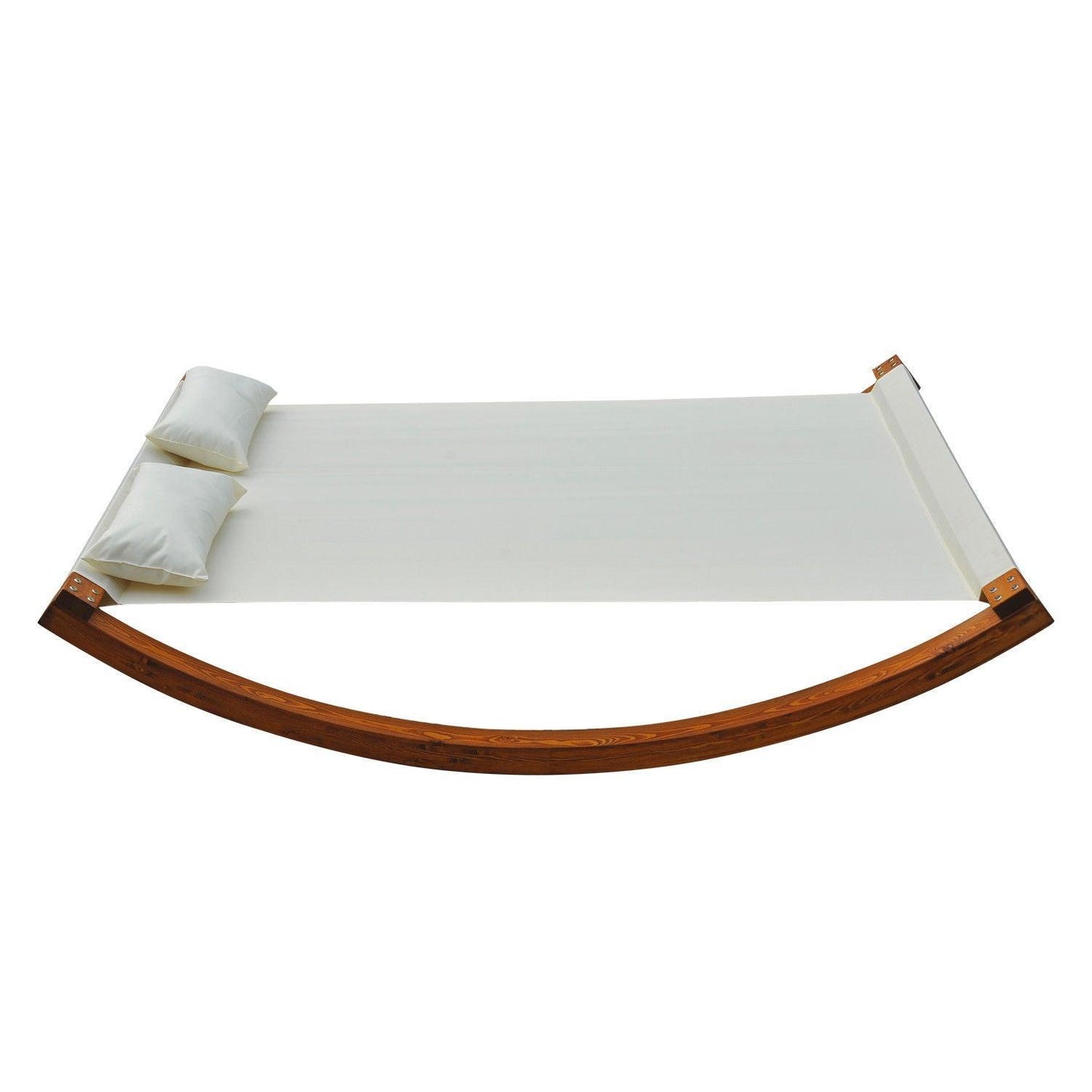 Outsunny Double Sun Lounger with Rocking Wooden Frame - White - ALL4U RETAILER LTD