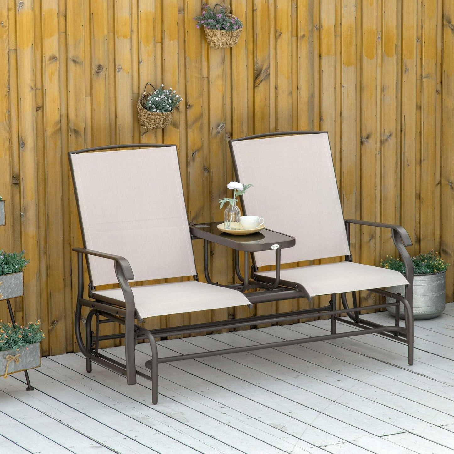 Outsunny Double Swing Chair: Outdoor Patio Glider - ALL4U RETAILER LTD