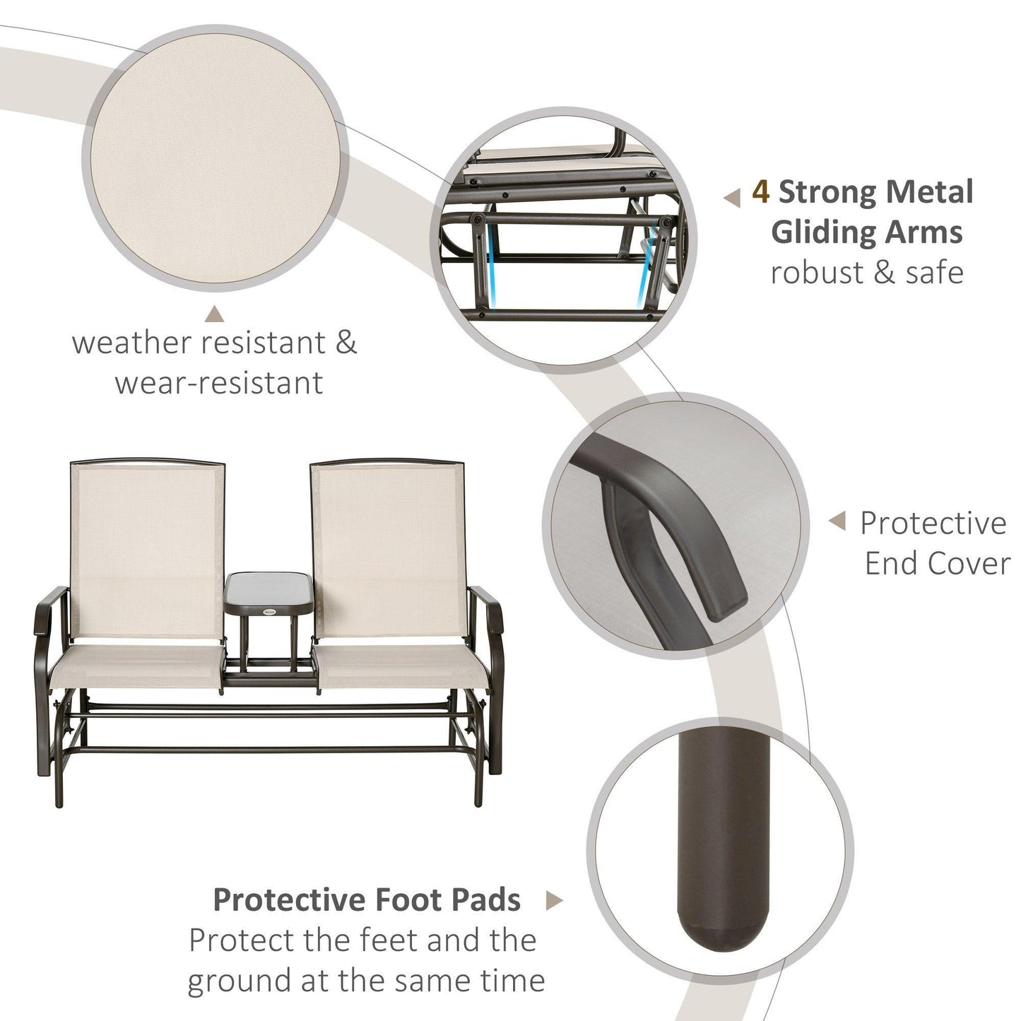 Outsunny Double Swing Chair: Outdoor Patio Glider - ALL4U RETAILER LTD