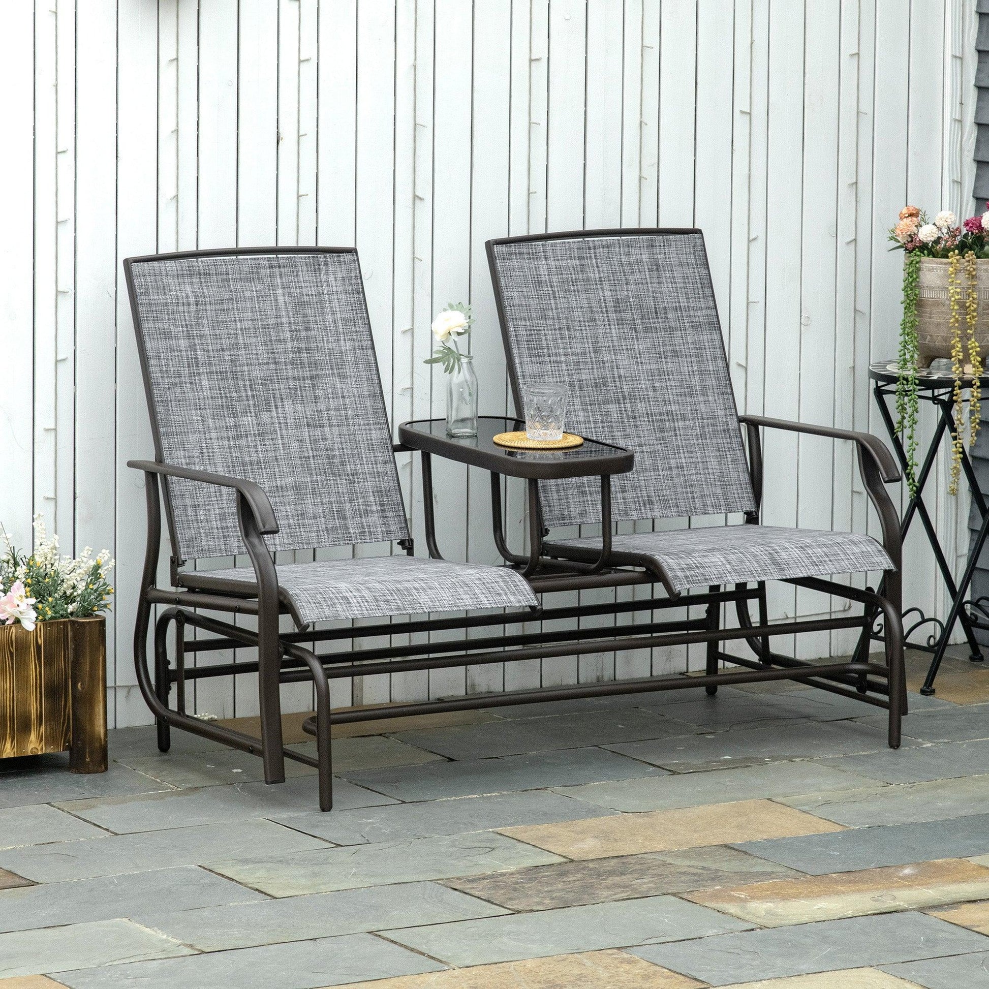 Outsunny Double Swing Chair: Outdoor Patio Glider - ALL4U RETAILER LTD